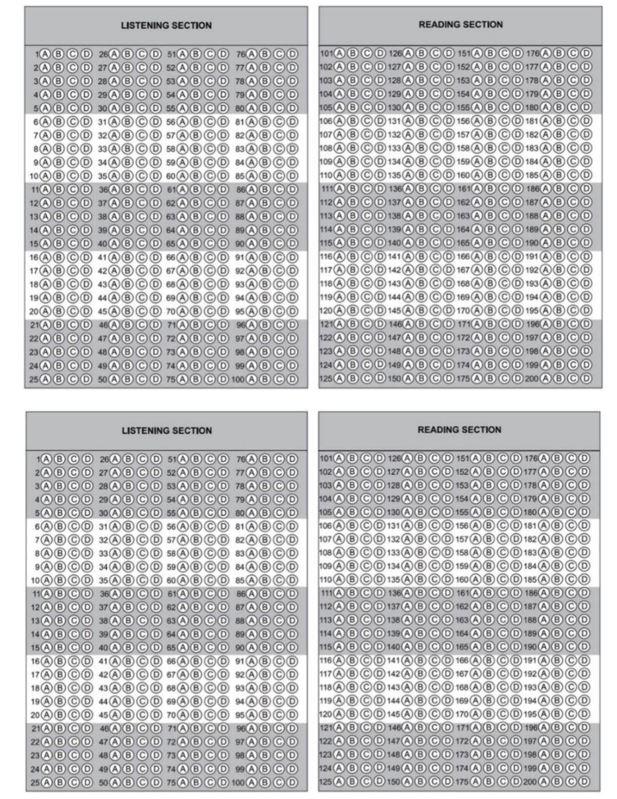 Toeic answer sheet toeic studocu