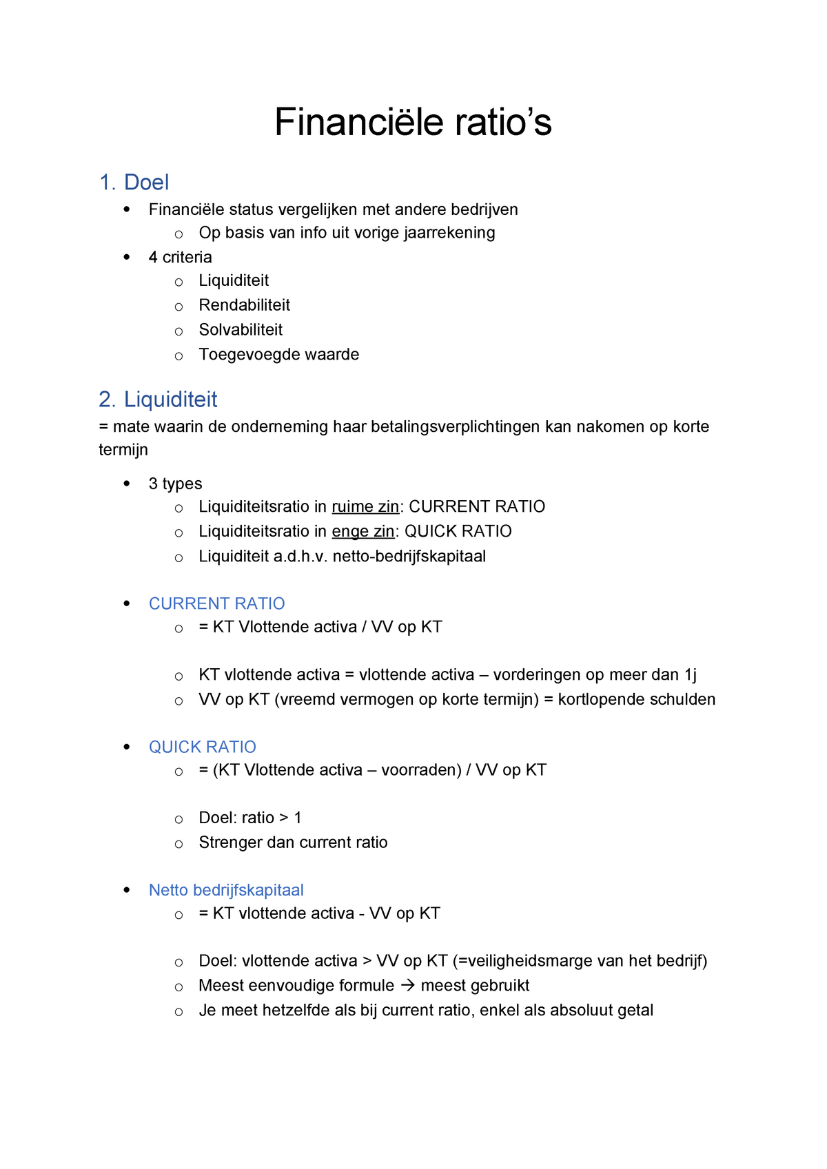 Financiele Ratio S Samenvatting Studocu