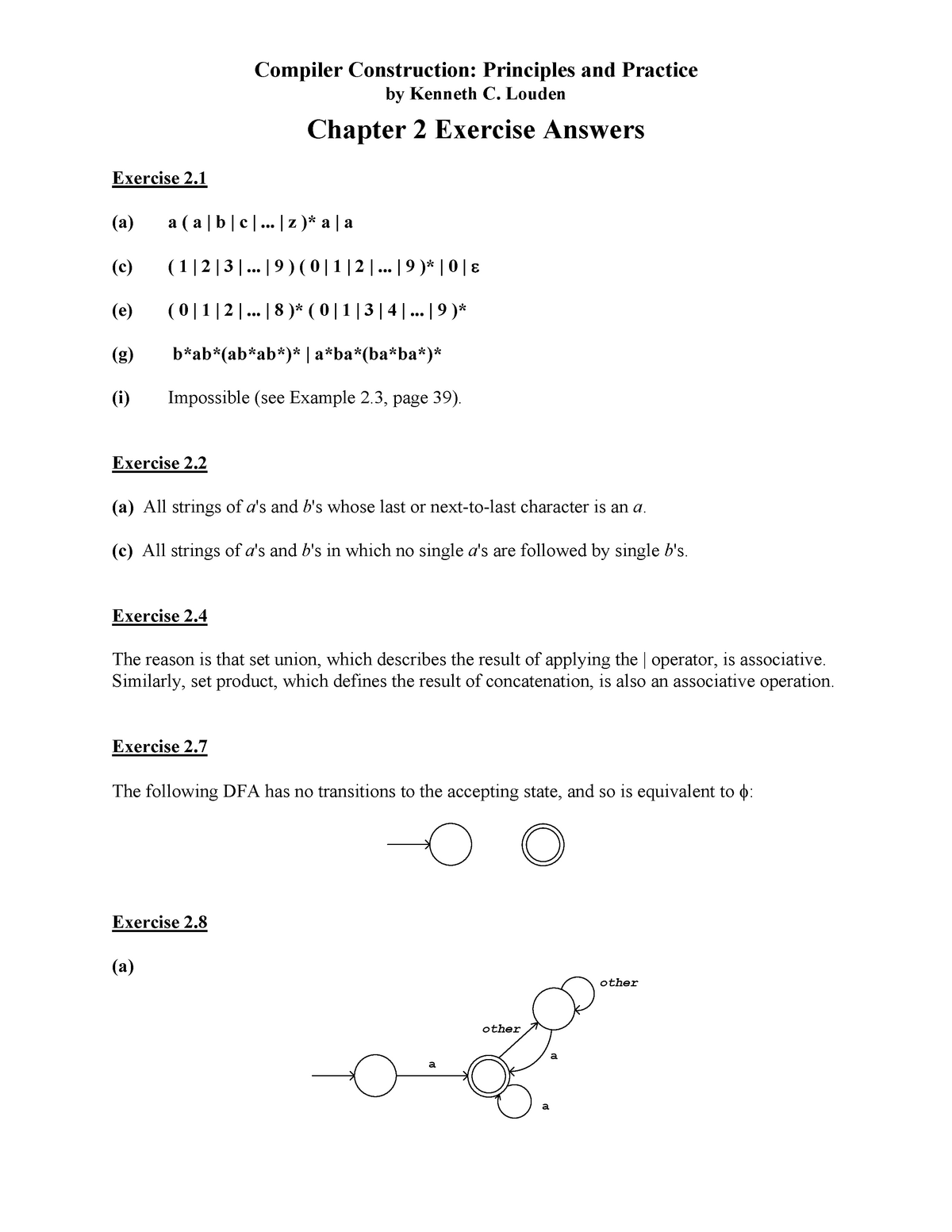 Ch2ans Solution to Chapter 2 Questions Compiler Construction Principles and Practice by