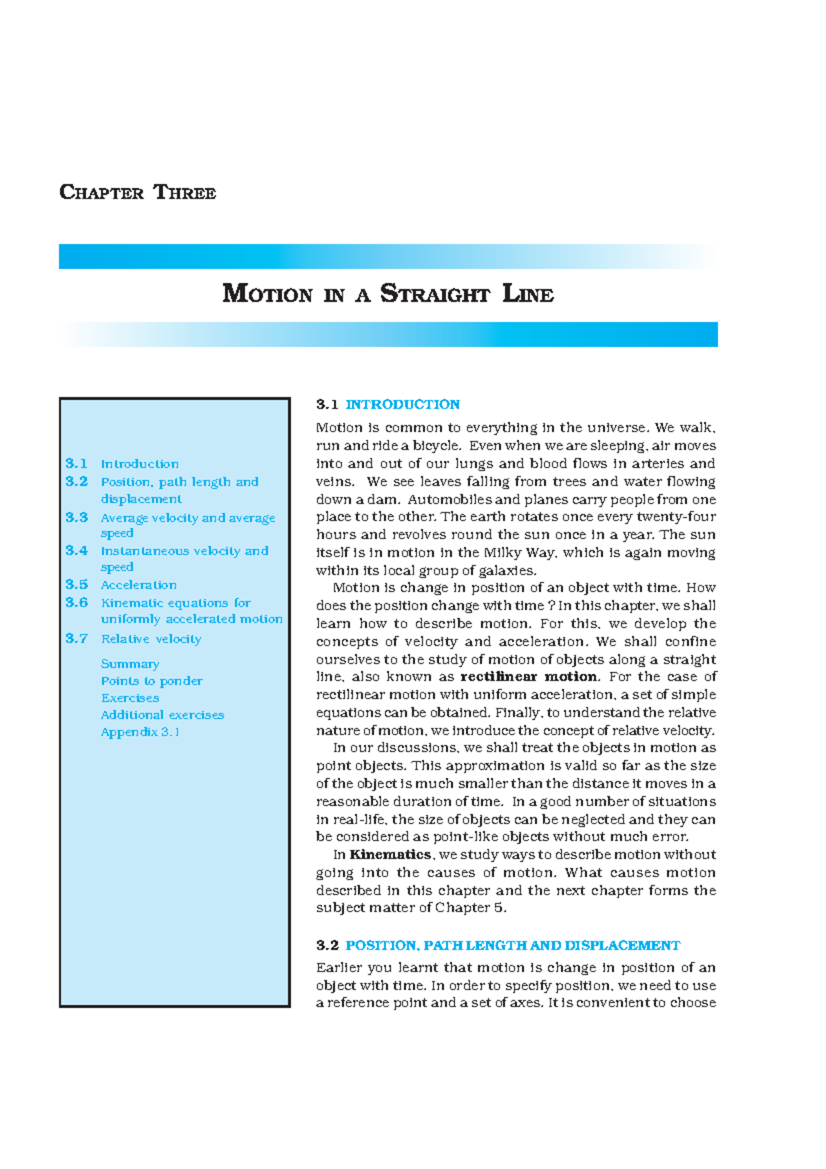 11-Physics-Ncert-Chapter (3) - CHAPTER THREE MOTION IN A STRAIGHT LINE ...