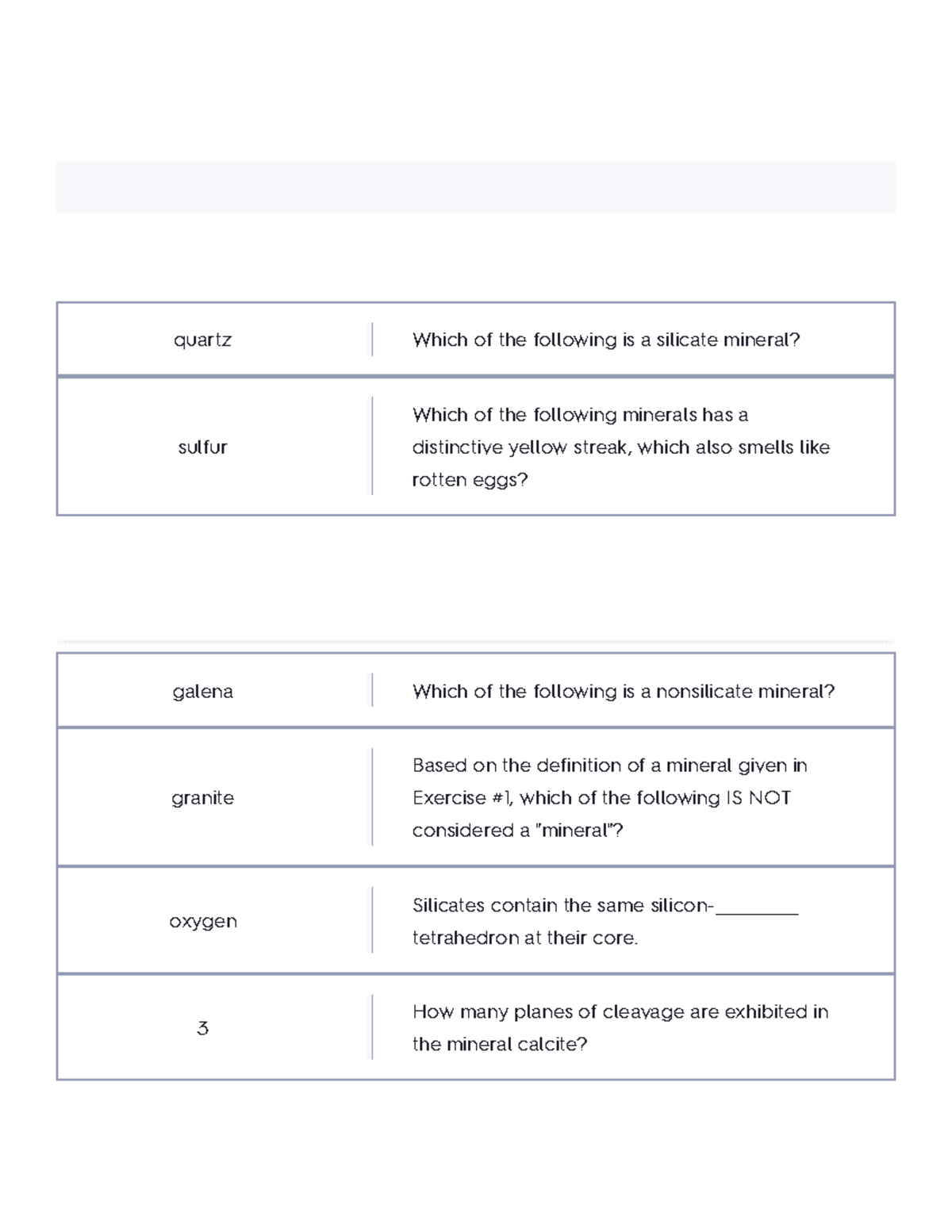 Earth Science Lab Quizzes Flashcards Quizlet - Quartz Which Of The ...