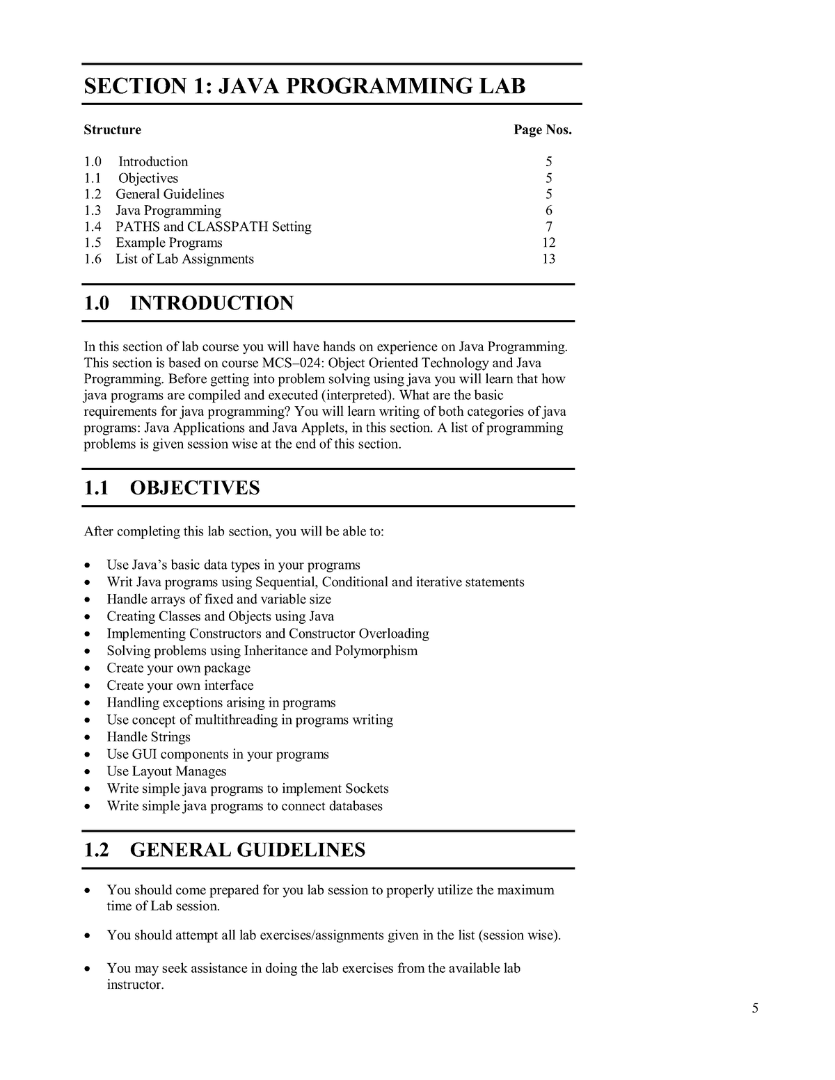 java programming lab assignments