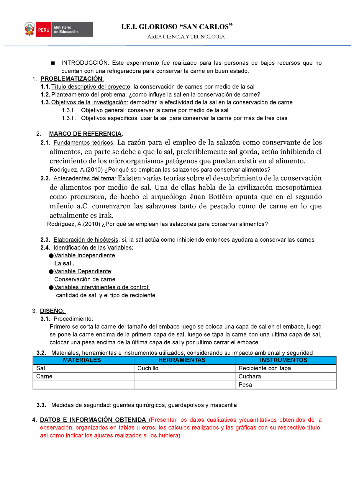 Esquema Detallado Para La Elaboración Del Informe Para La Fencyt 2022