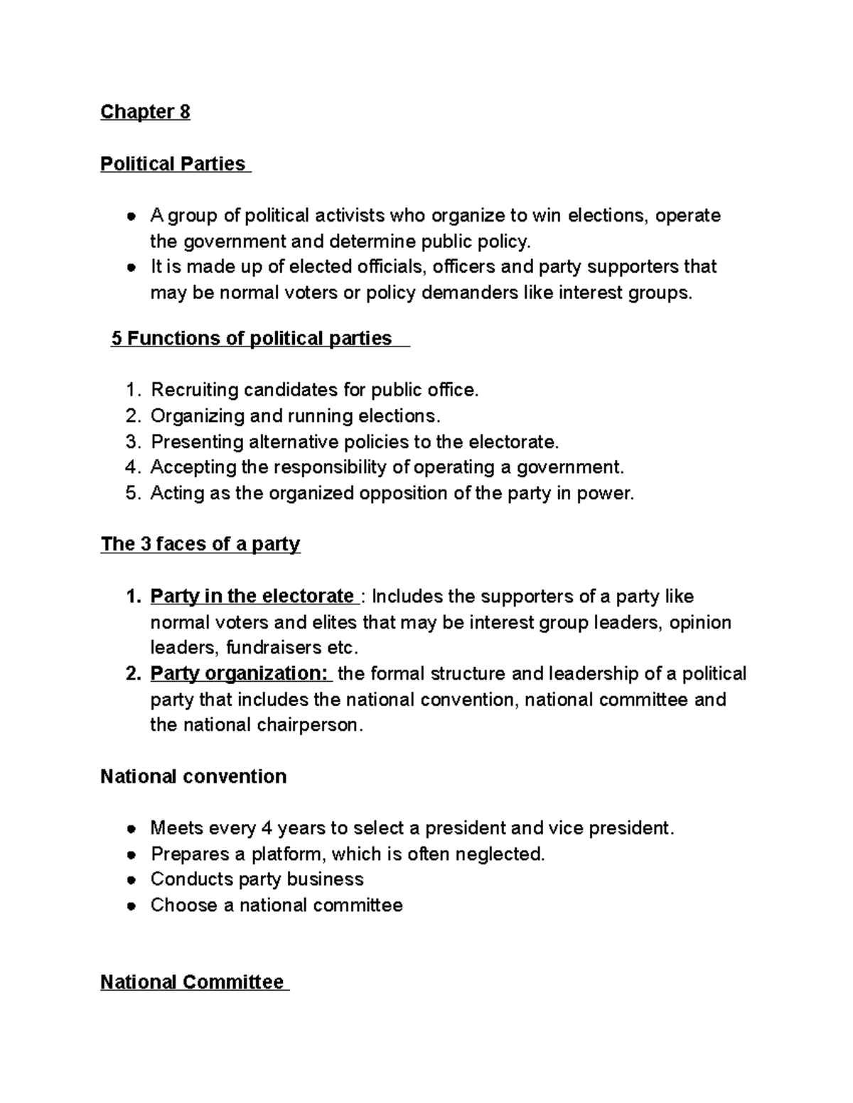 Chapter 8 - Chapter 8 Political Parties A Group Of Political Activists ...