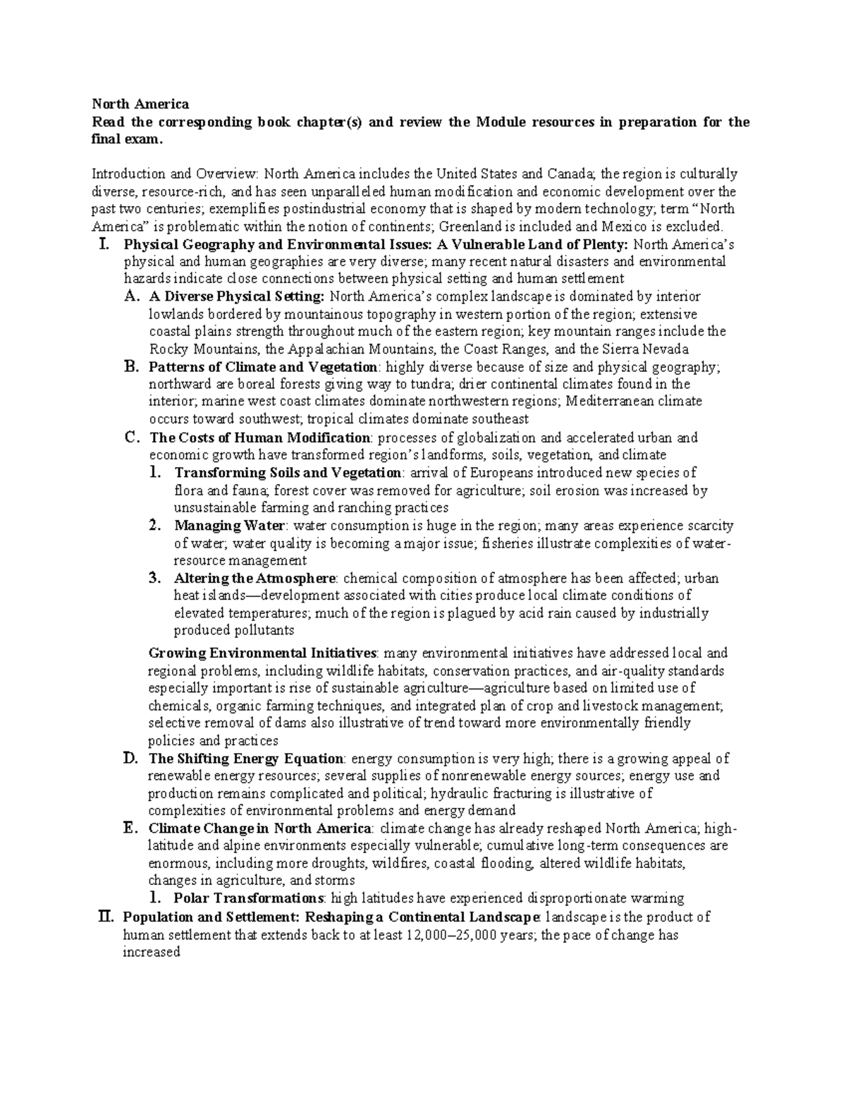 North+America+study+guide - North America Read the corresponding book ...