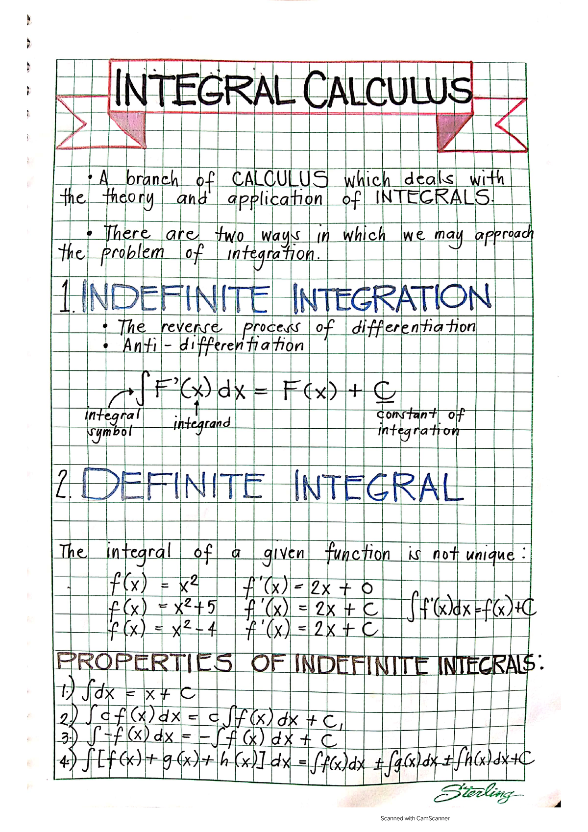 Integral Calculus Notes 1 - Calculus 2 - Studocu