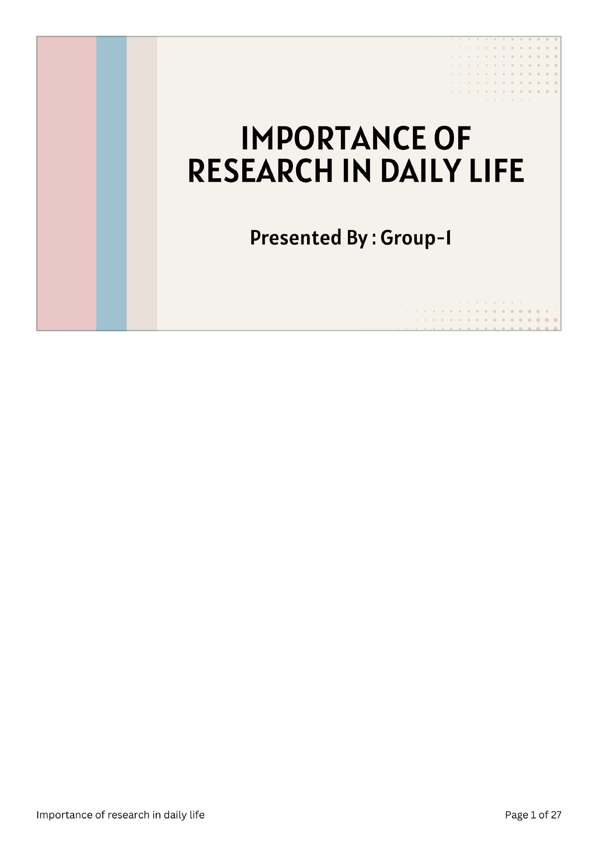 importance of research in daily life ppt