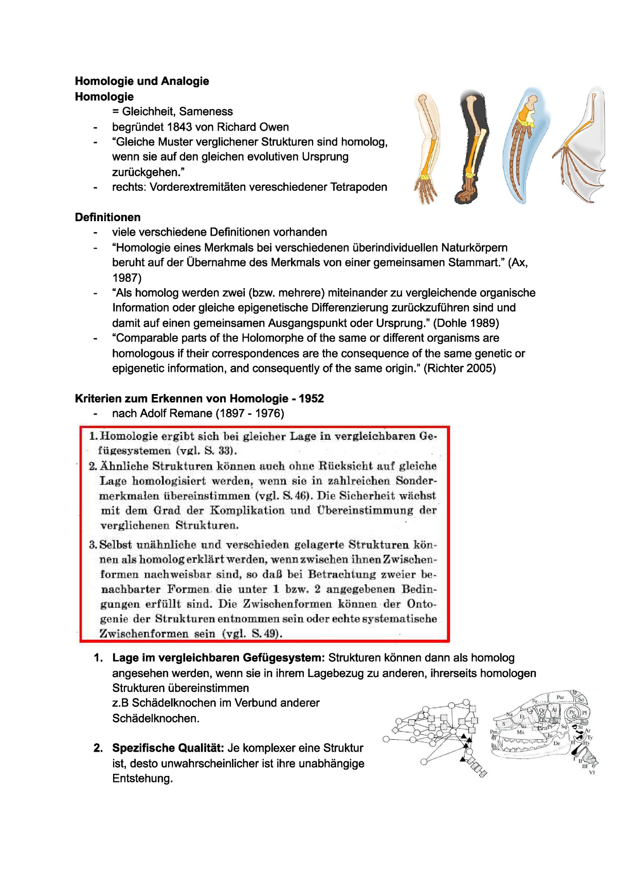 Homologie Analogie - Evolution Und Stammesgeschichte - Studocu