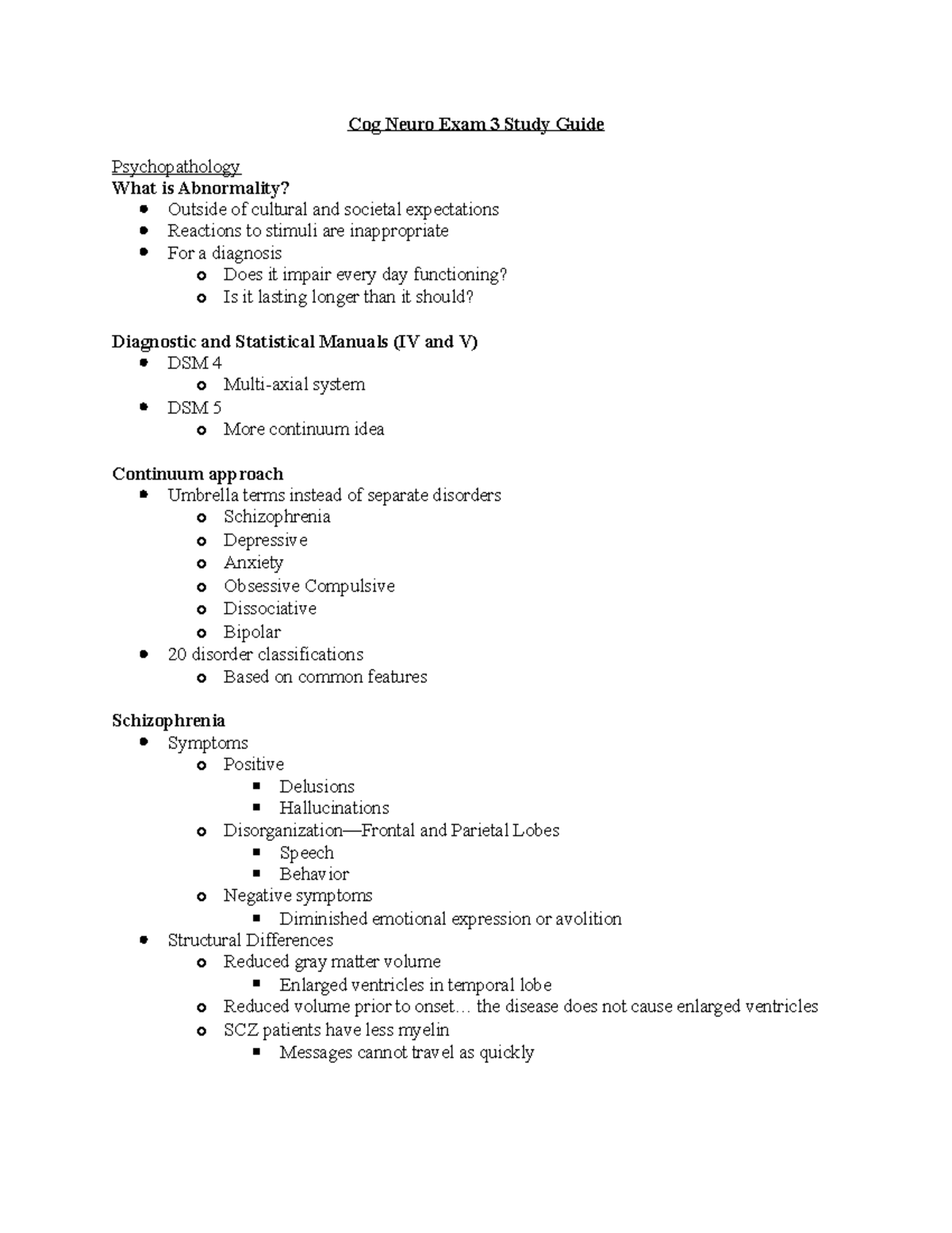 Cog Neuro Exam 3 lecture notes - Cog Neuro Exam 3 Study Guide ...