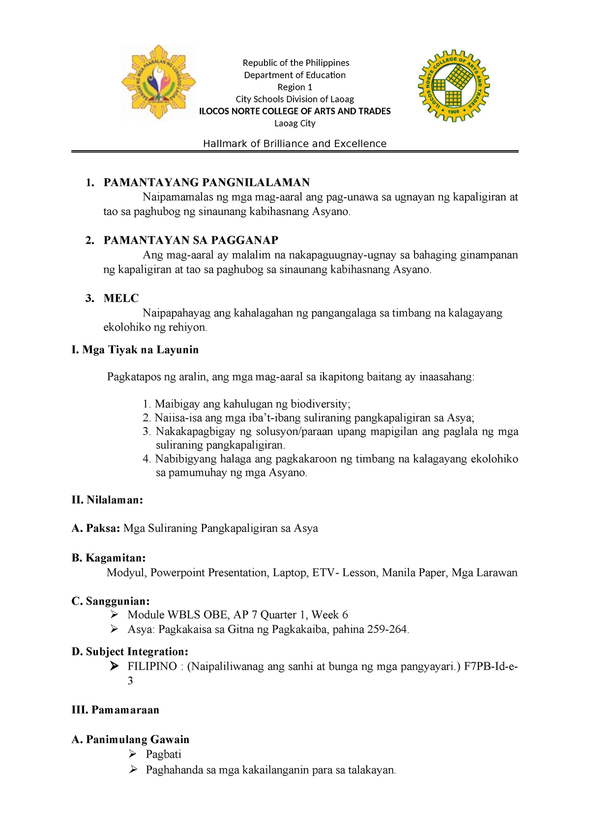 Lp Cot 1 2022 2023 Lesson Plan For Practise Teaching In Araling Panlipunan Republic Of The 0051