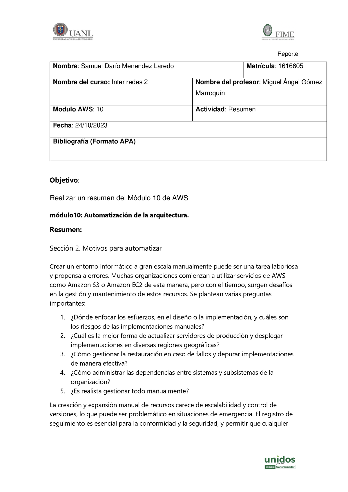 1616605-Samuel Dario Menendez-reporte Resumen Modulo 10 - Objetivo ...