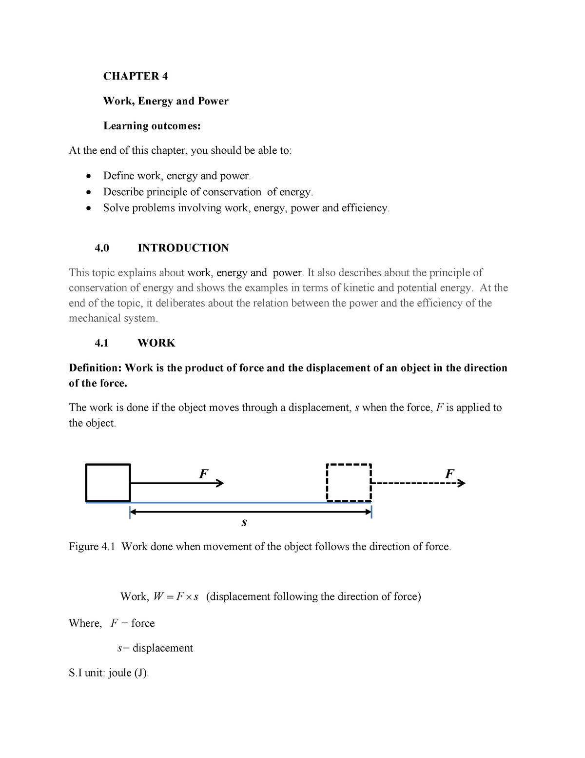 Topic 4 WORK, Energy AND Power - CHAPTER 4 Work, Energy And Power ...