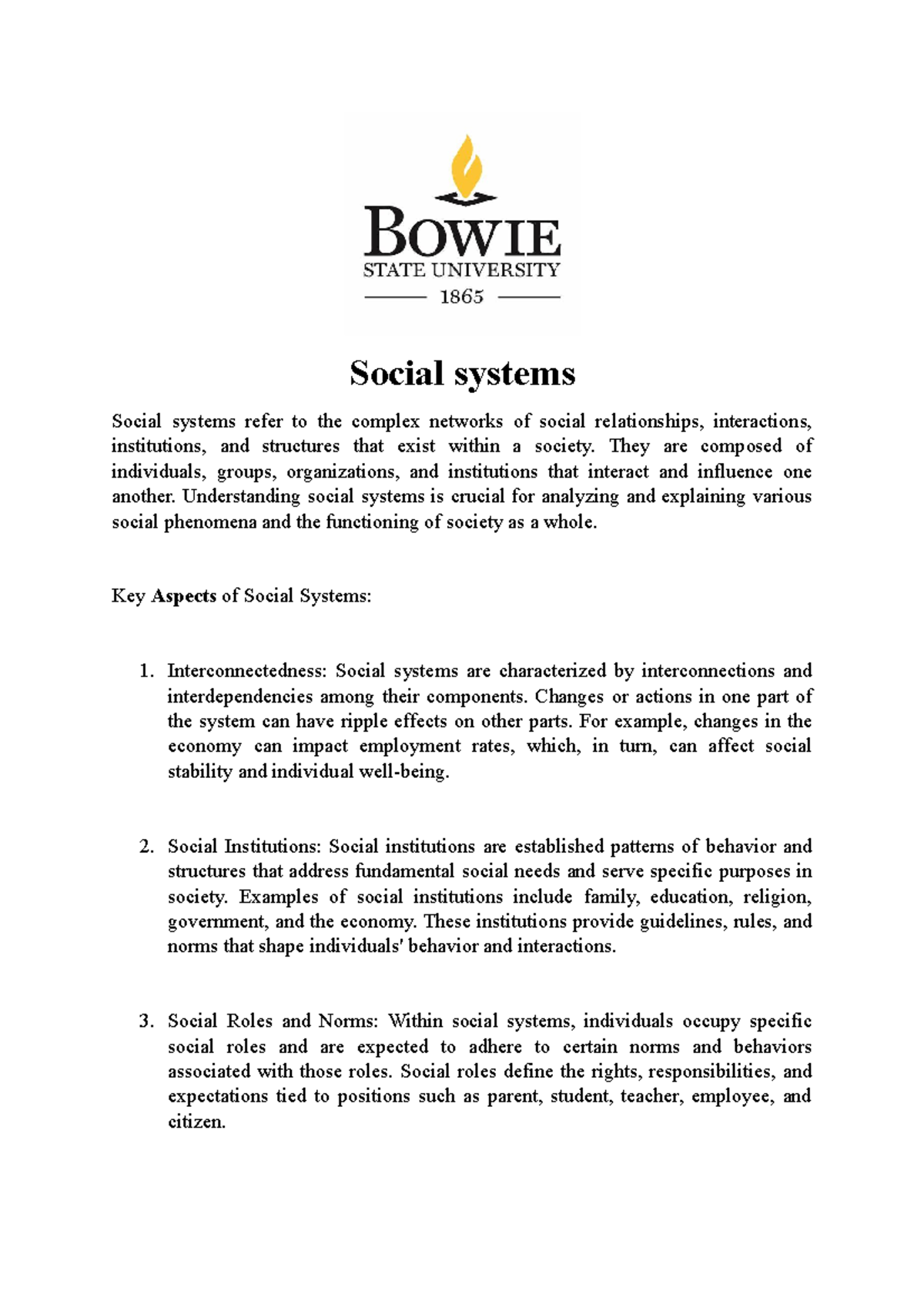 thesis on social systems