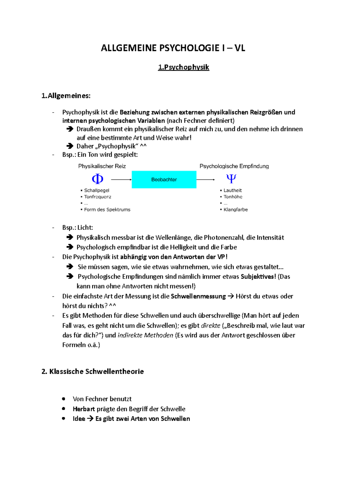 Allgemeine Psychologie - ALLGEMEINE PSYCHOLOGIE I – VL 1 1 ...