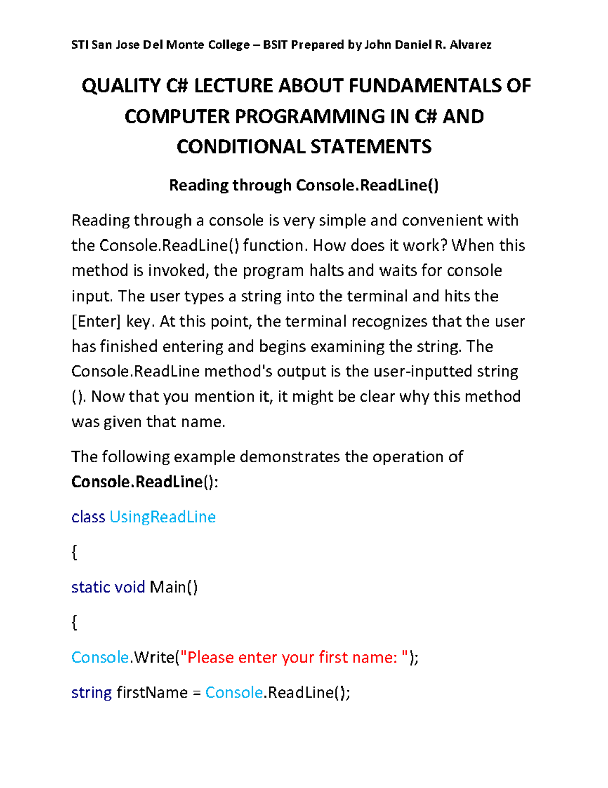 Quality C Sharp Lecture about Fundamentals of Computer Programming in C ...