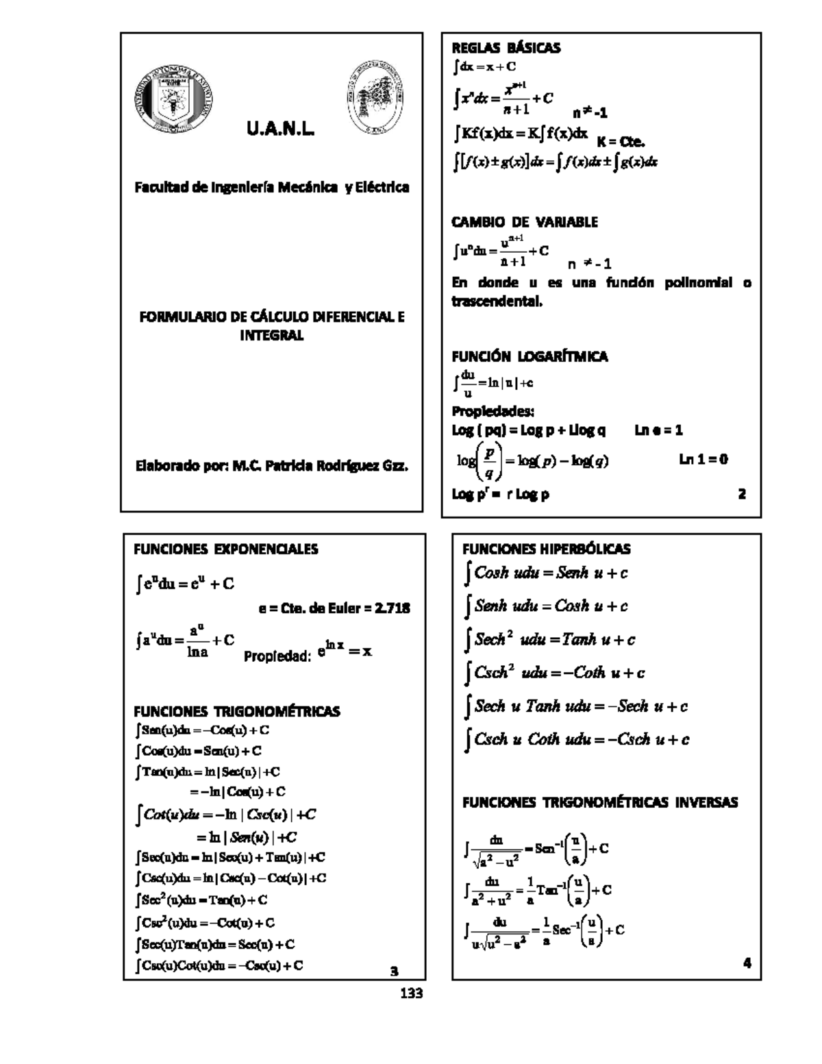 Mate Formulario UANL 2022 IMTC - Matemáticas Ii - Studocu