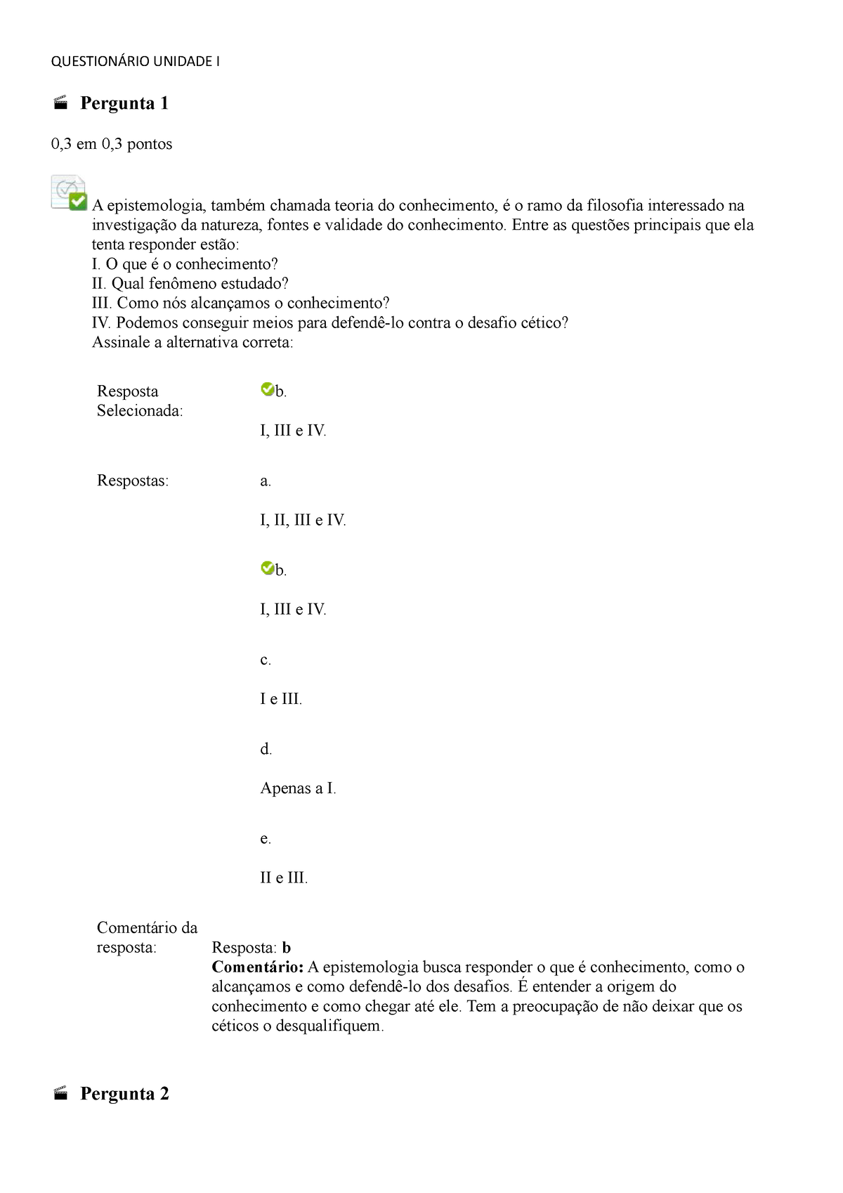 Filosofia e Epistemologia I a IV