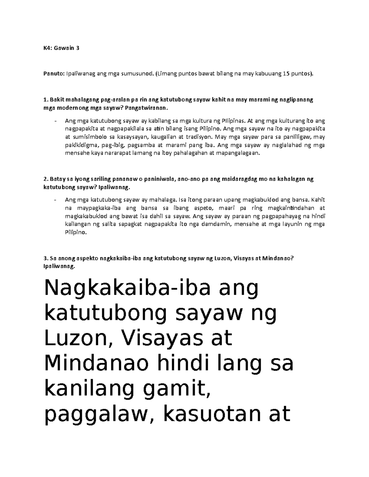 K4 Gawain 3: Ipaliwanag Ang Mga Sumusunod. - K4: Gawain 3 Panuto ...