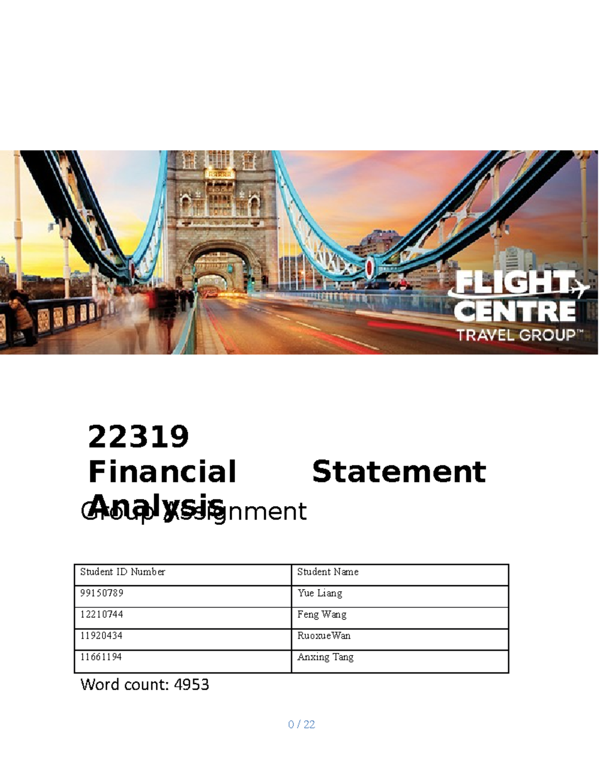 Flight Centre 15 point of total 20 point FLT group assignment 0 24