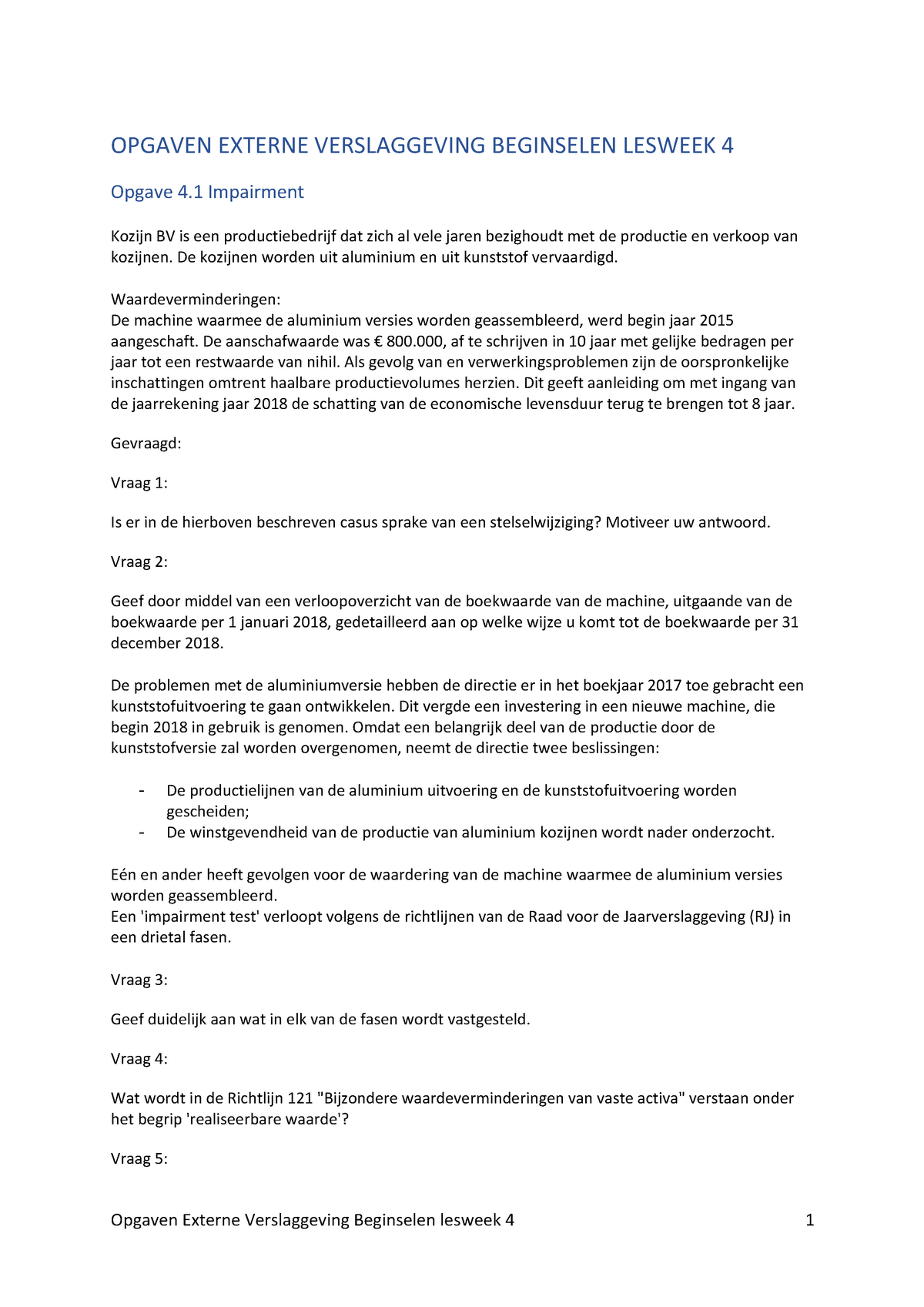 Opgaven Externe Verslaggeving Beginselen Onderhanden Projecten ...