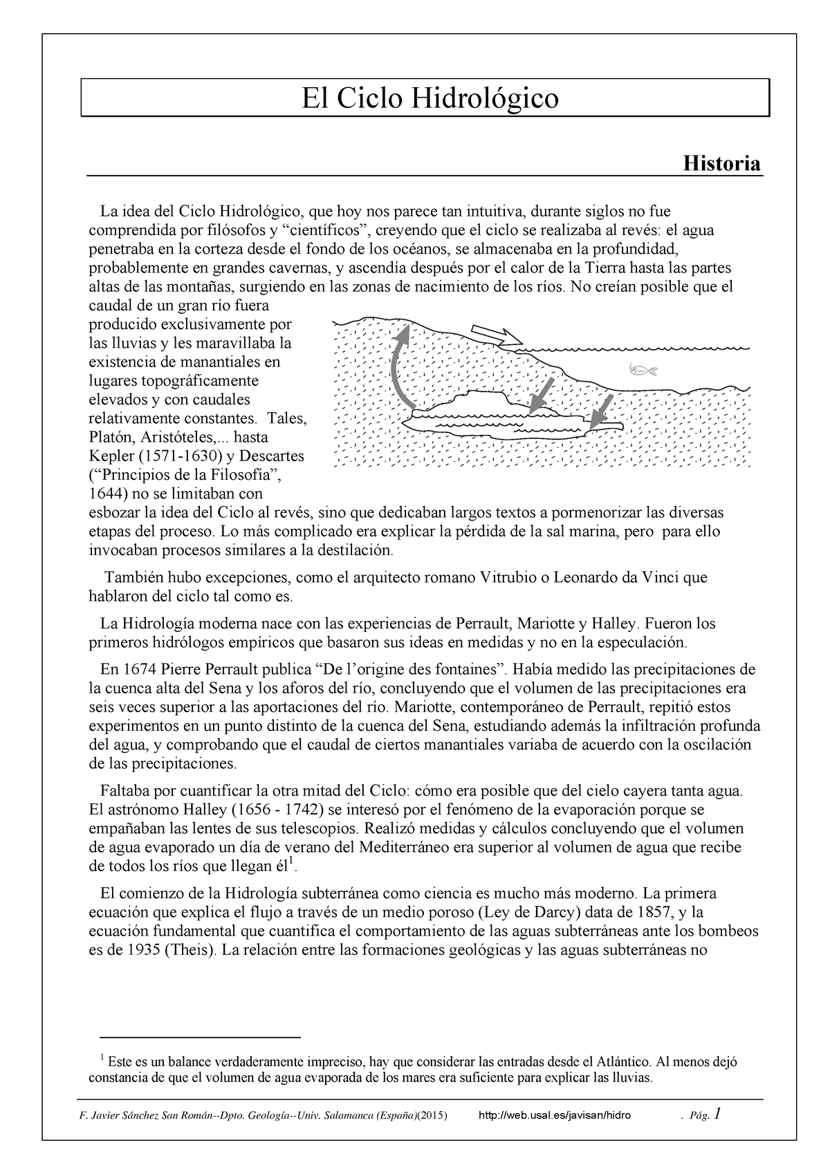 2 Ciclo Hidrol - APUNTES - El Ciclo Hidrológico Historia La Idea Del ...