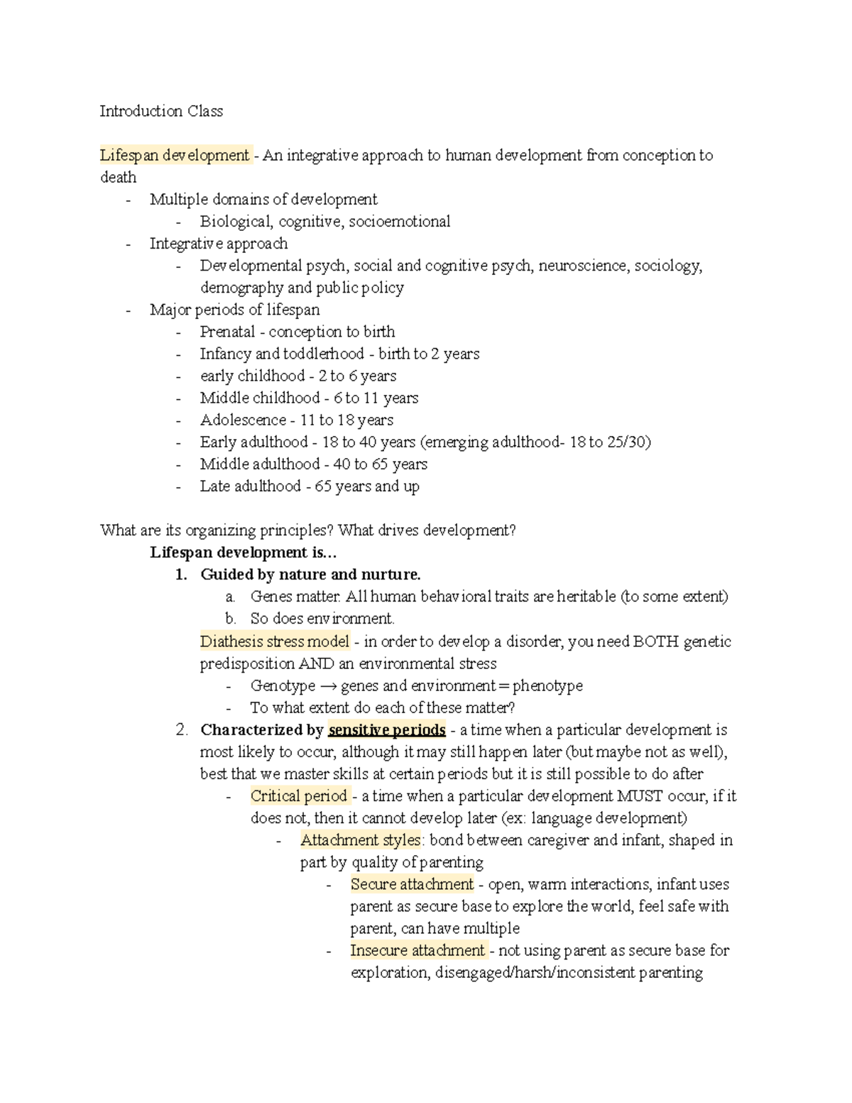 Introduction to Lifespan Development - Introduction Class Lifespan ...