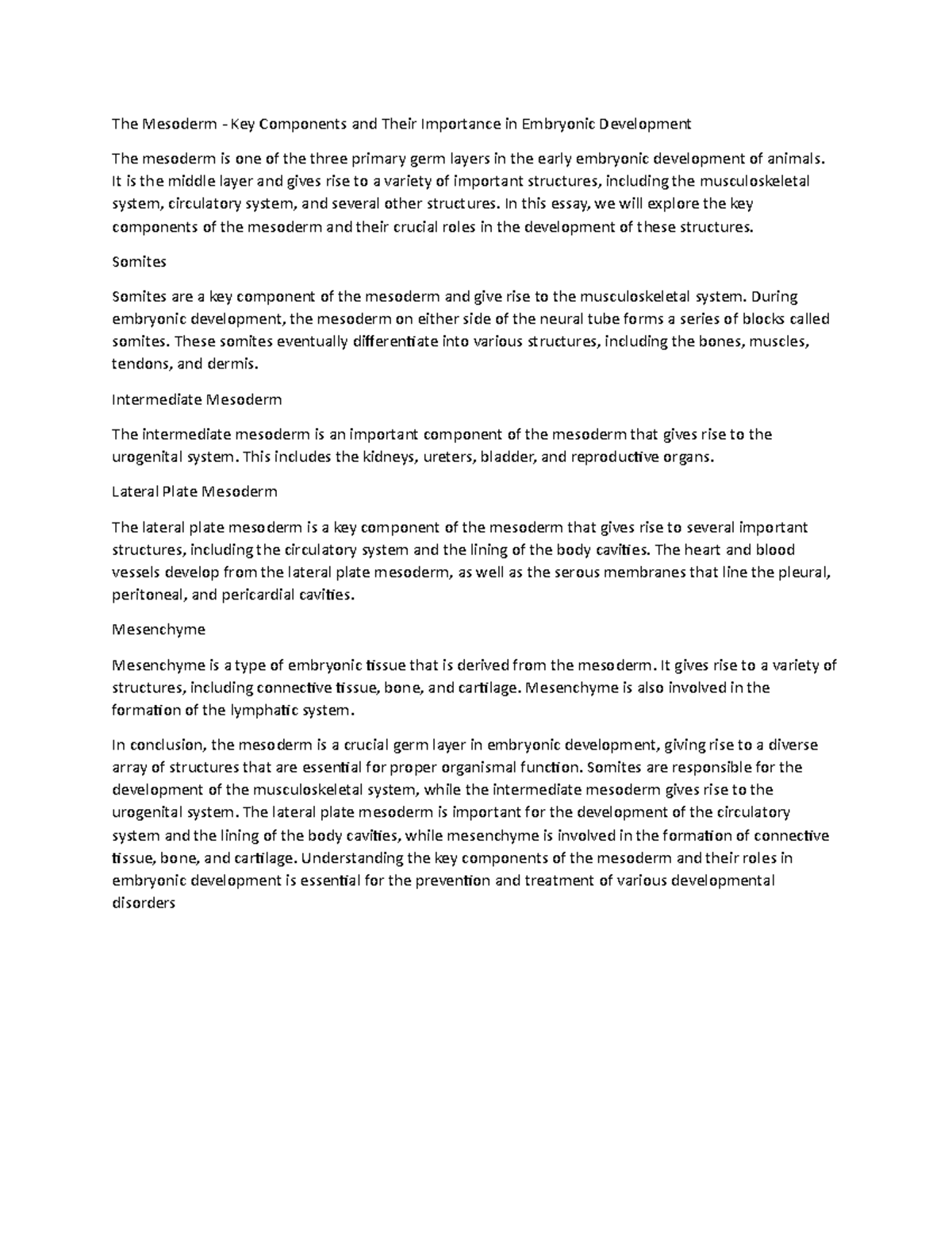 Mesoderm - Key Components and Their Importance in Embryonic Development ...
