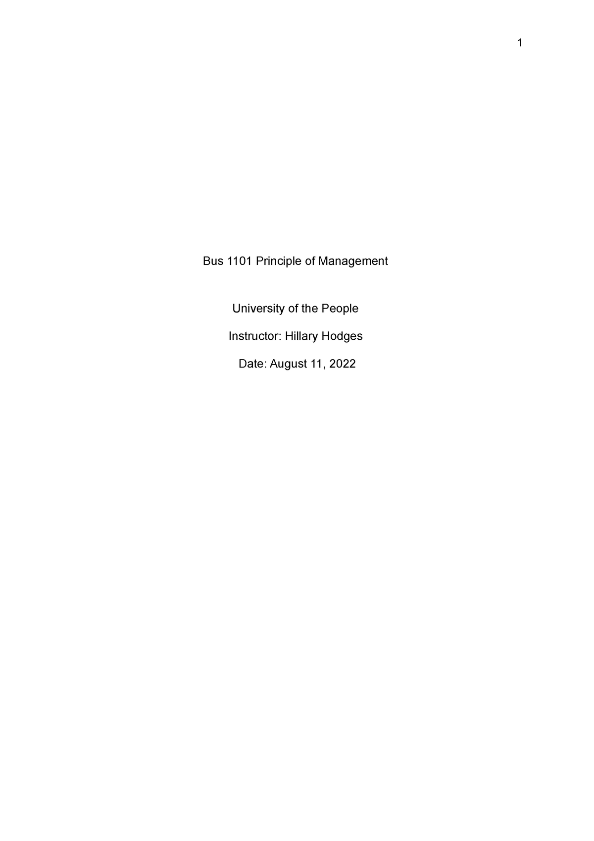 Bus 1101 Principle of Management learning journal 8 - Bus 1101 ...