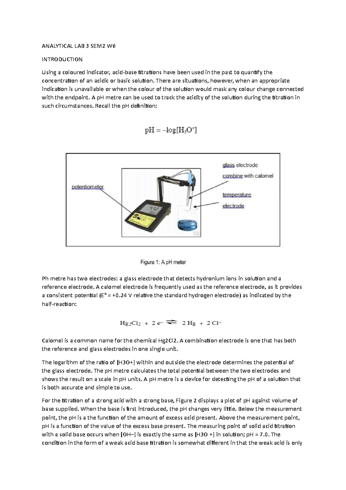 Analytical LAB 3 SEM2 W6 ANALYTICAL LAB 3 SEM2 W INTRODUCTION Using a