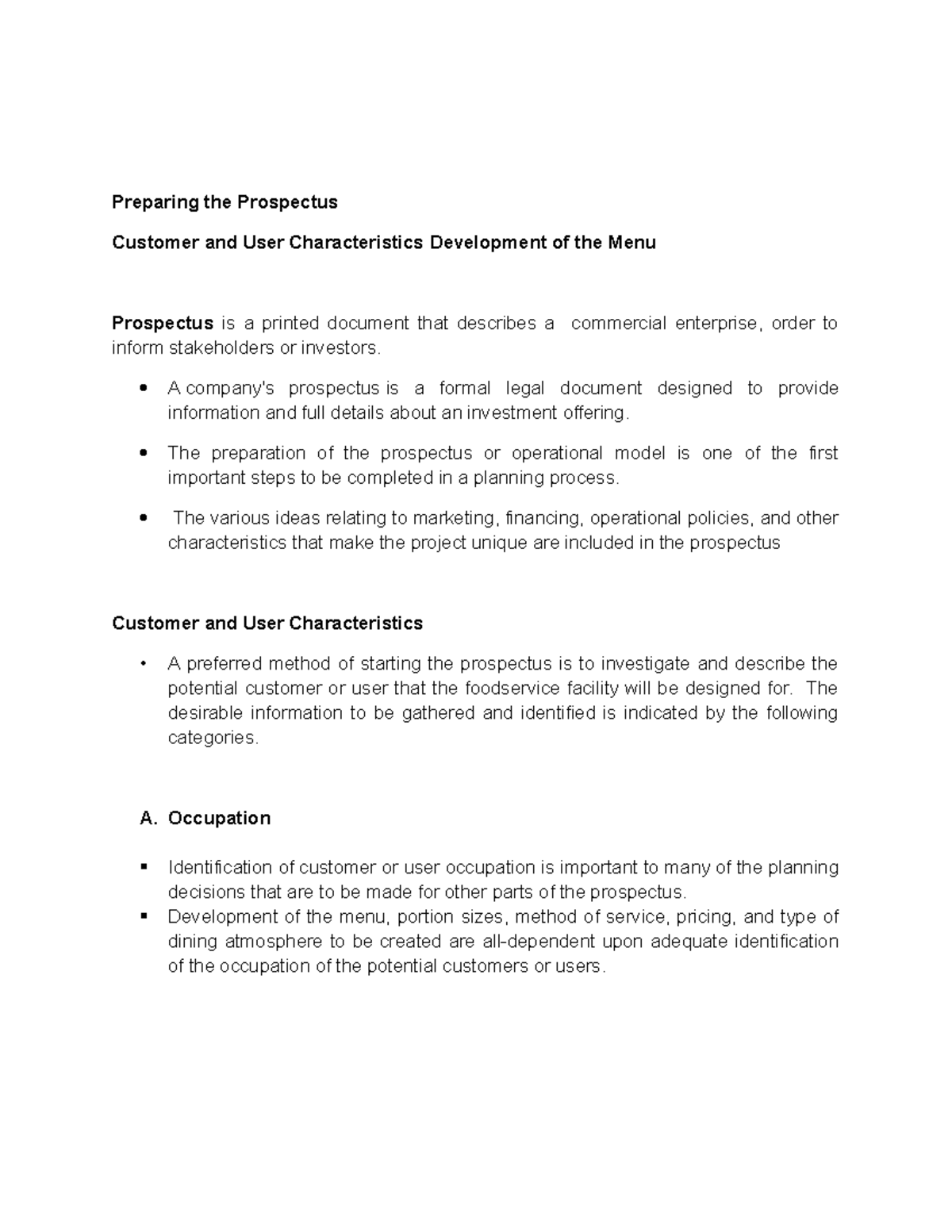 Preparing the Prospectus Part 1 Lecture Notes - Preparing the ...