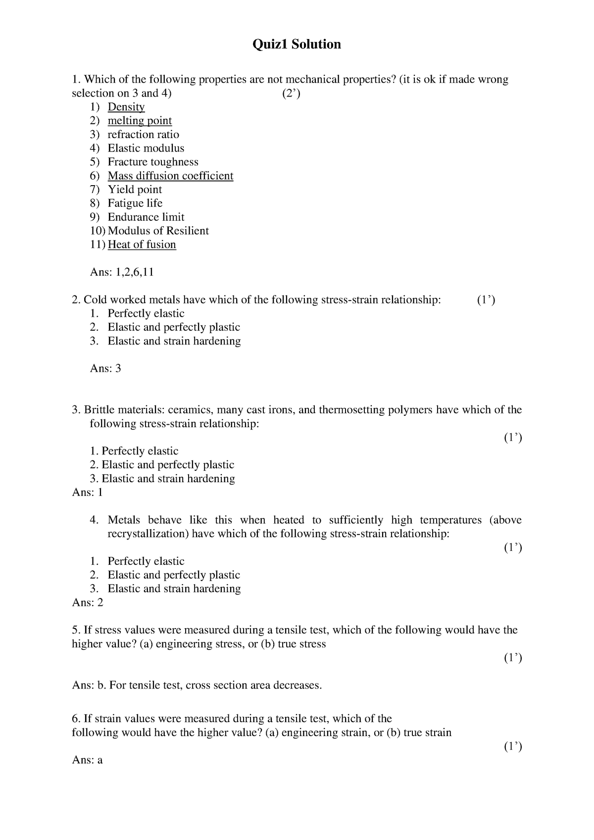 IE370 Spring 2010 Quiz1Sol - Quiz1 Solution Which Of The Following ...