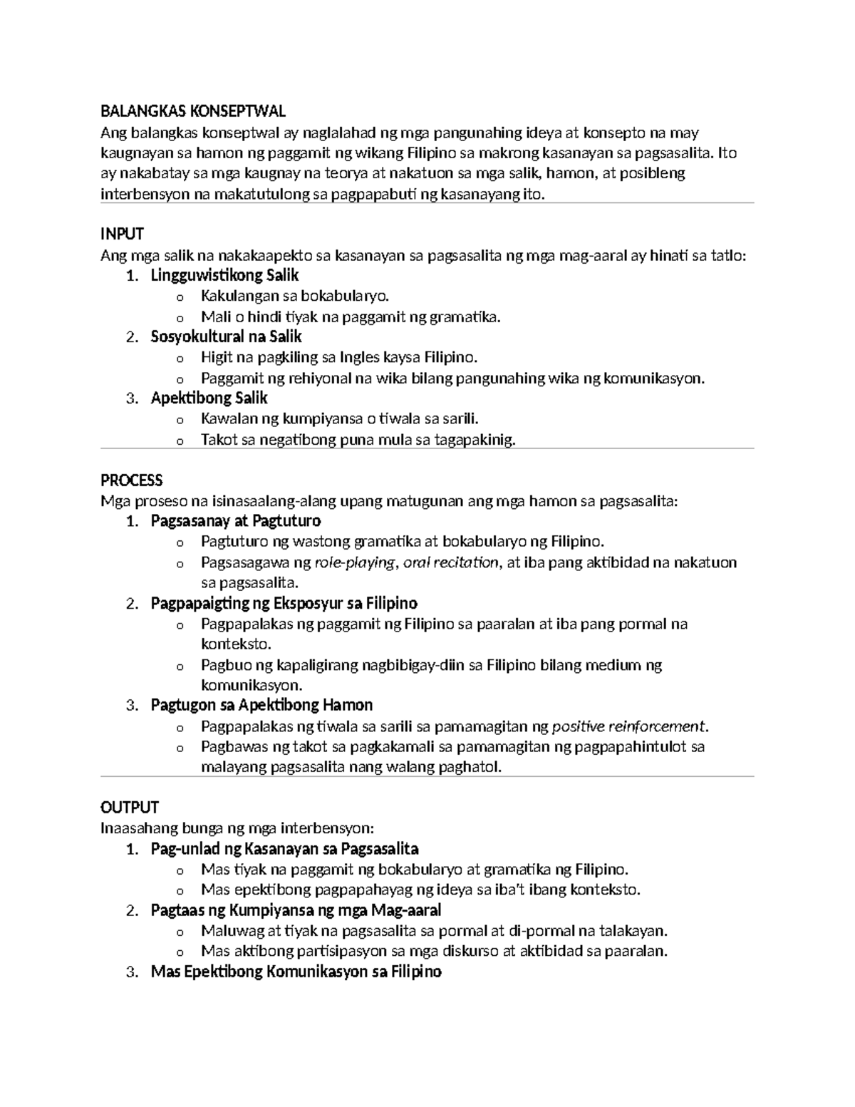 Balangkas Konseptwal - Gamit ito sa pananaliksik - BALANGKAS KONSEPTWAL