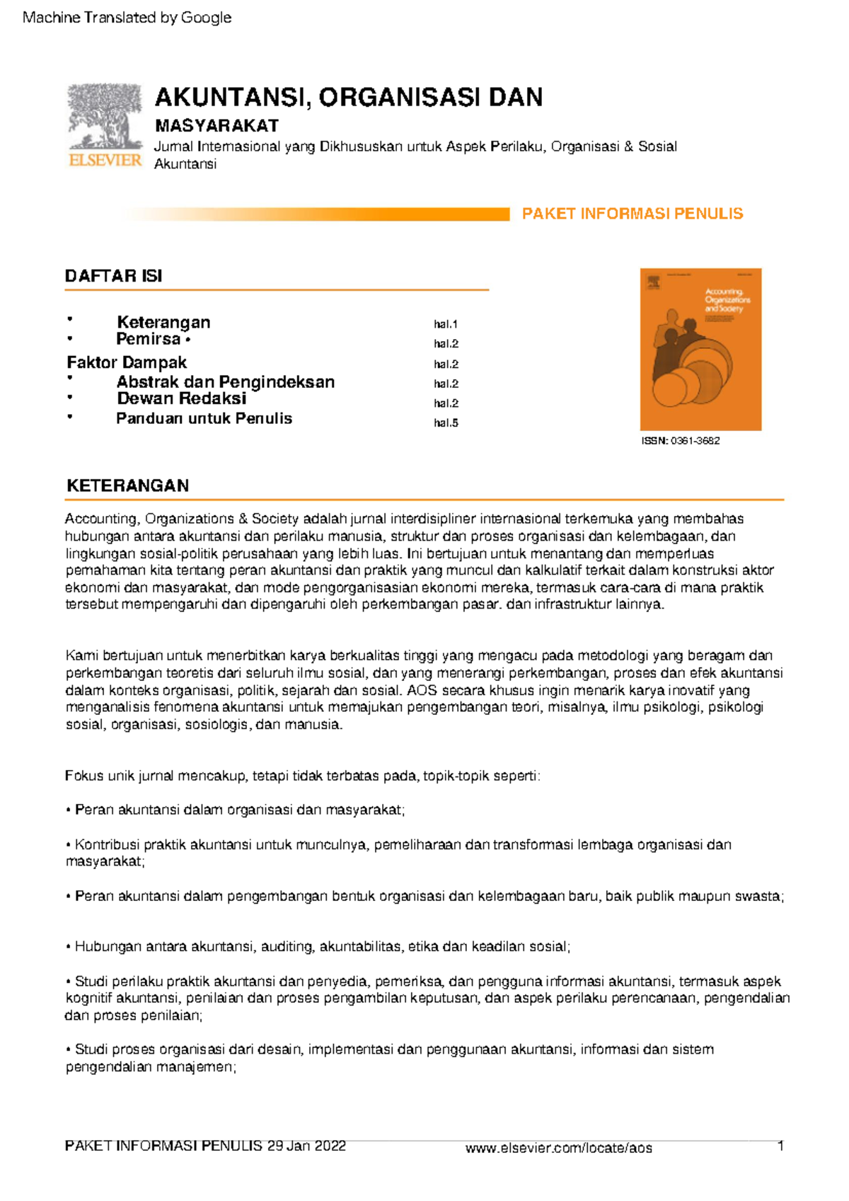 Accounting, Organizations AND Society . . . Jurnal Internasional yang