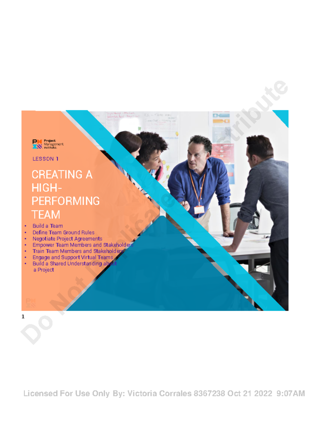 Module 1 Creating a High Performing team - LESSON 1 CREATING A HIGH ...