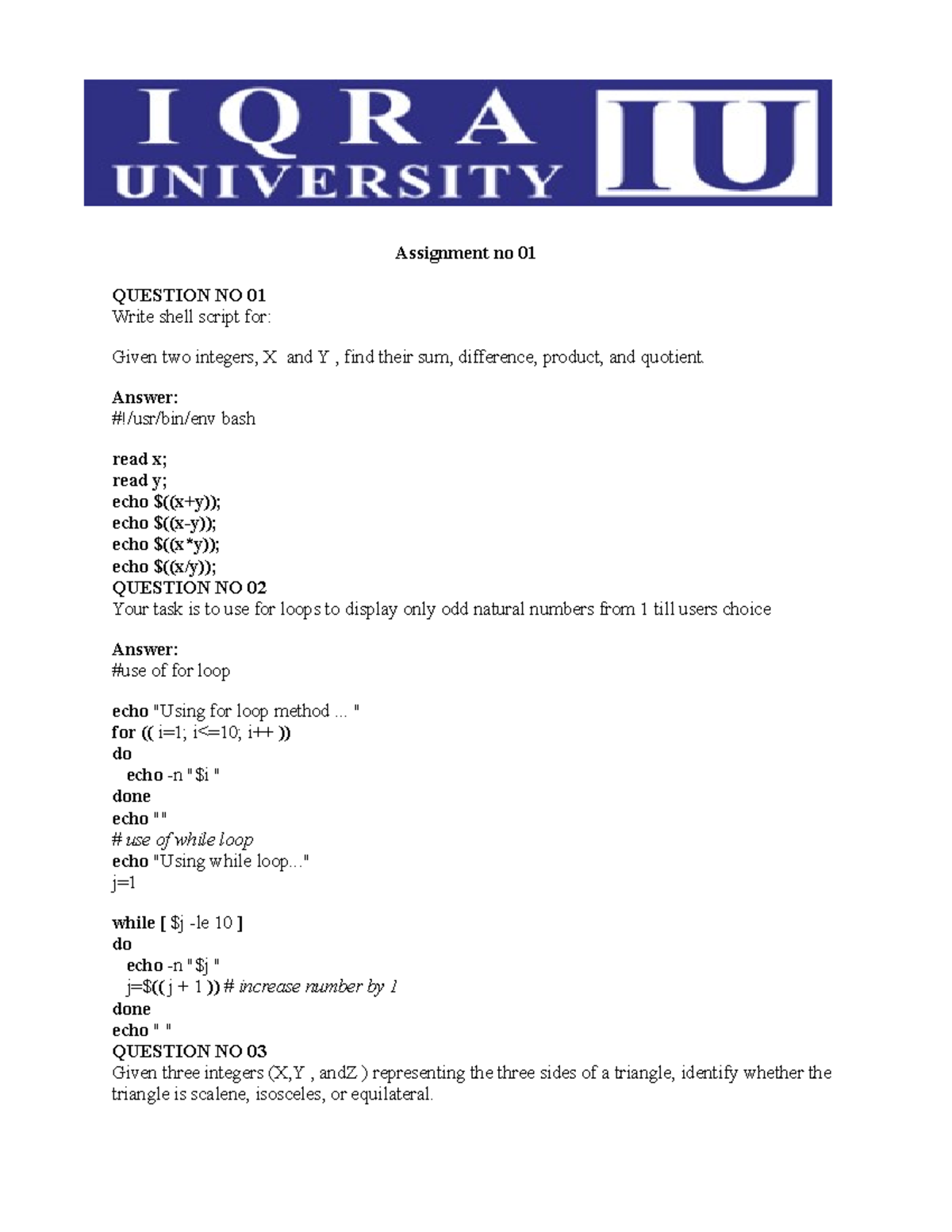 Operating system assignment no 1 - Assignment no 01 QUESTION NO 01 ...