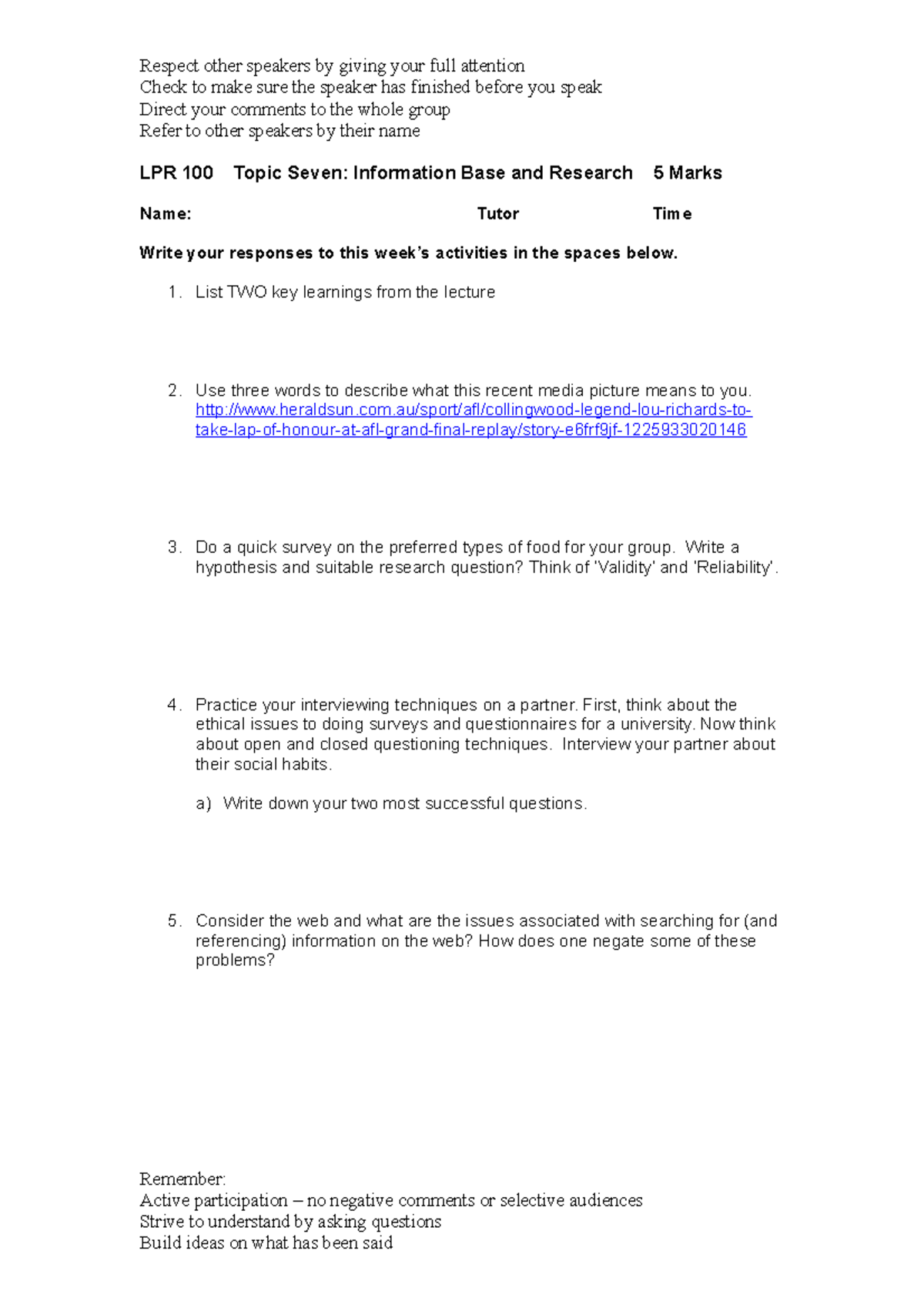 2011 LPR100 Tute 7 - This document covers important tutorial work ...