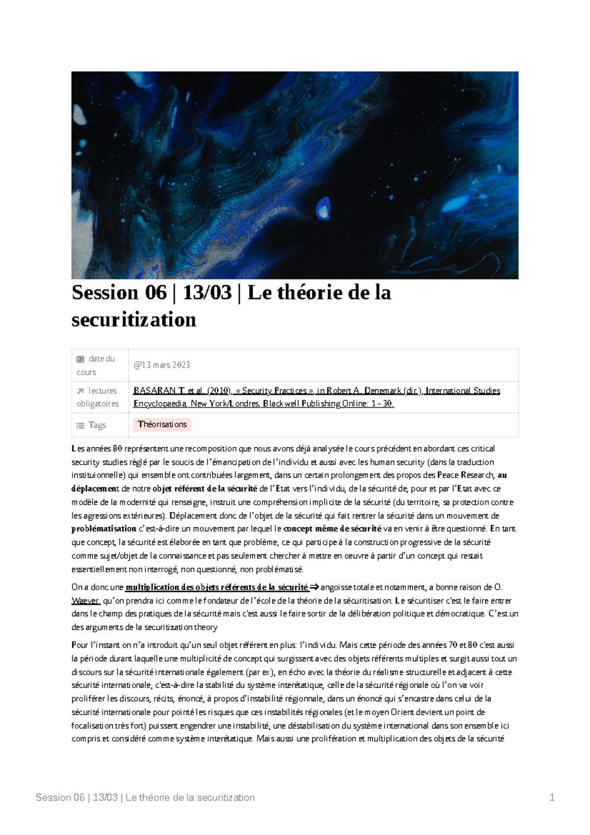 Session 06-13 - Notes - Session 06 | 13/03 | Le théorie de la ...