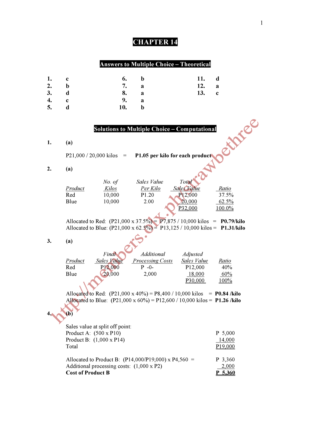 Cost Acctg Chapter 14 - CHAPTER 14 Answers To Multiple Choice ...