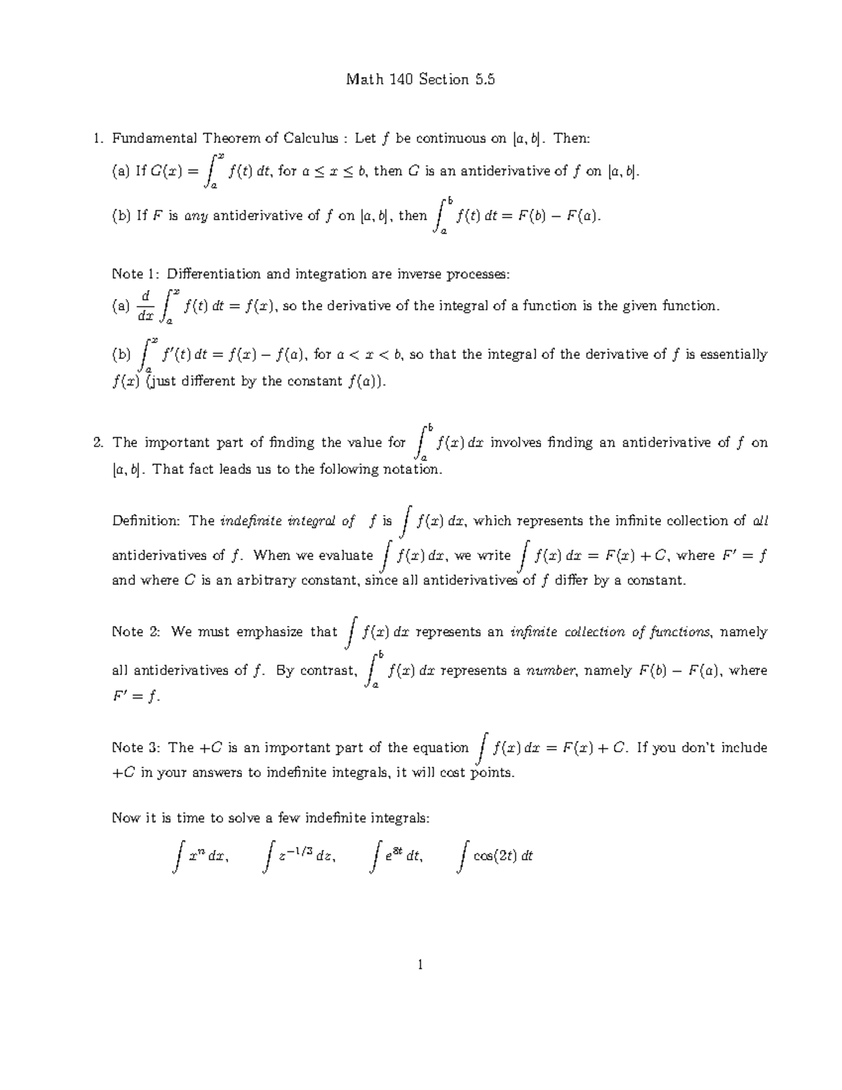 Denny Gulick practice problems Math 140 Section 5. Fundamental