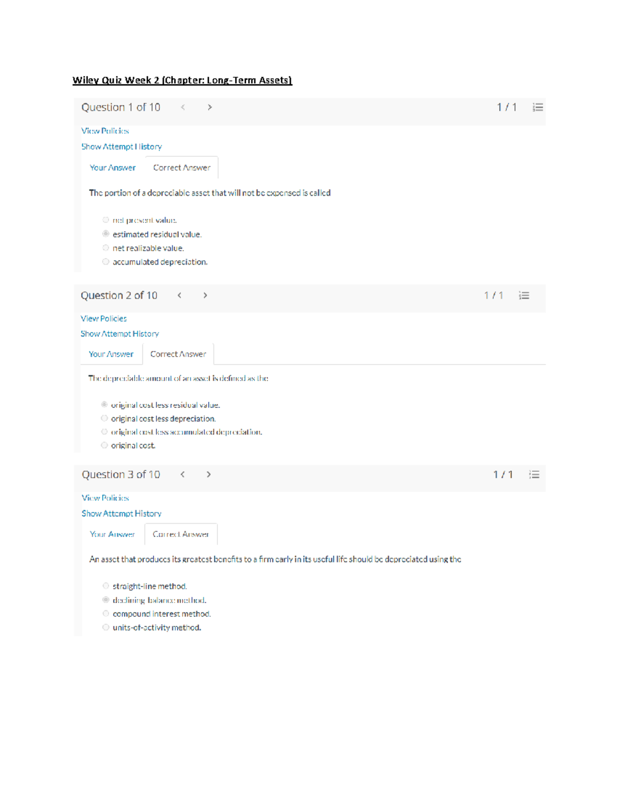 Wiley Quiz Week 2 - ACCT 621 - Studocu