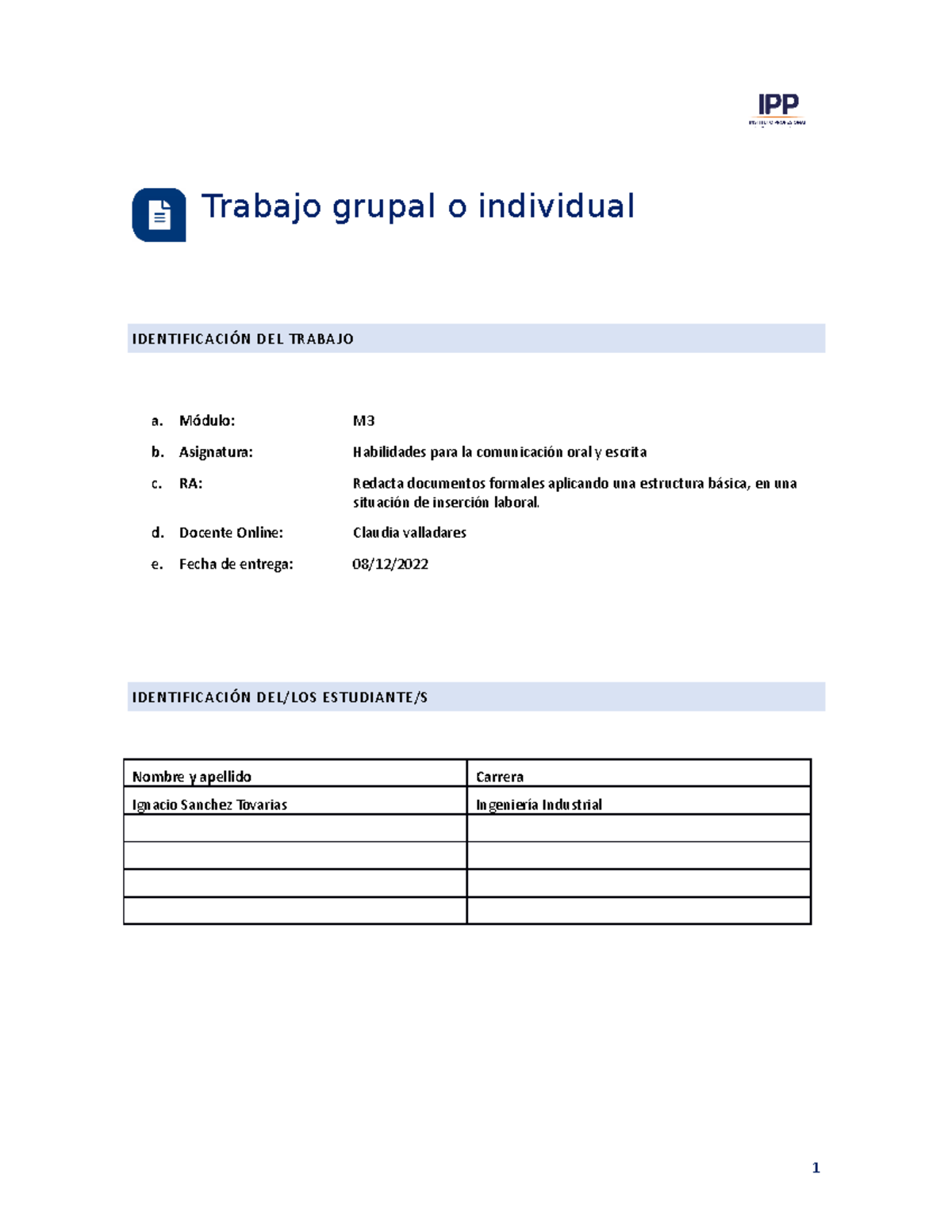 Ignacio Sanchez T 1 M3 Habilidades Para La Comunicacion Oral Y Escrita ...