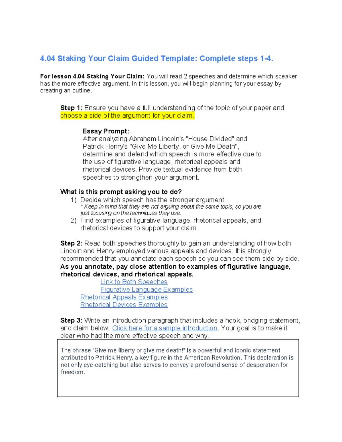 Copy of 4.04 Guided Template - 4 Staking Your Claim Guided Template ...