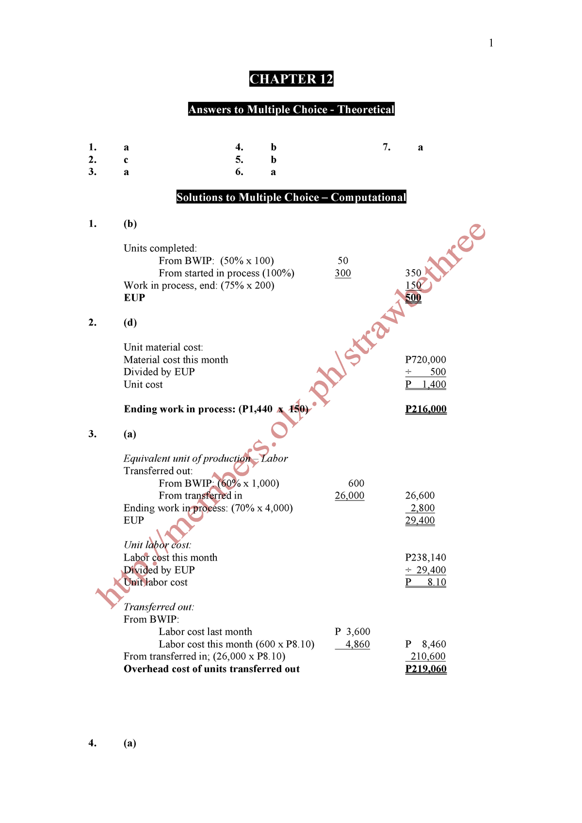 Cost Acctg Chapter-12 - CHAPTER 12 Answers To Multiple Choice ...