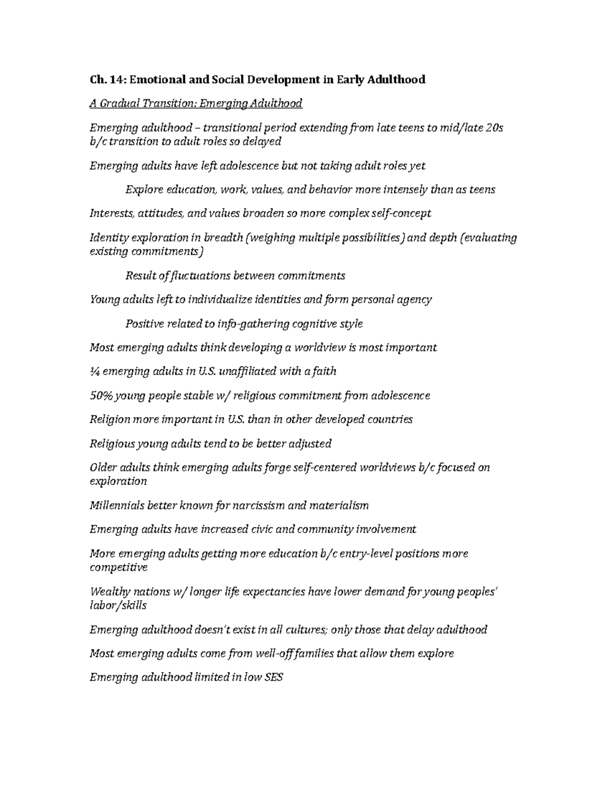 Ch 14 - lecture 14 notes - Ch. 14: Emotional and Social Development in ...