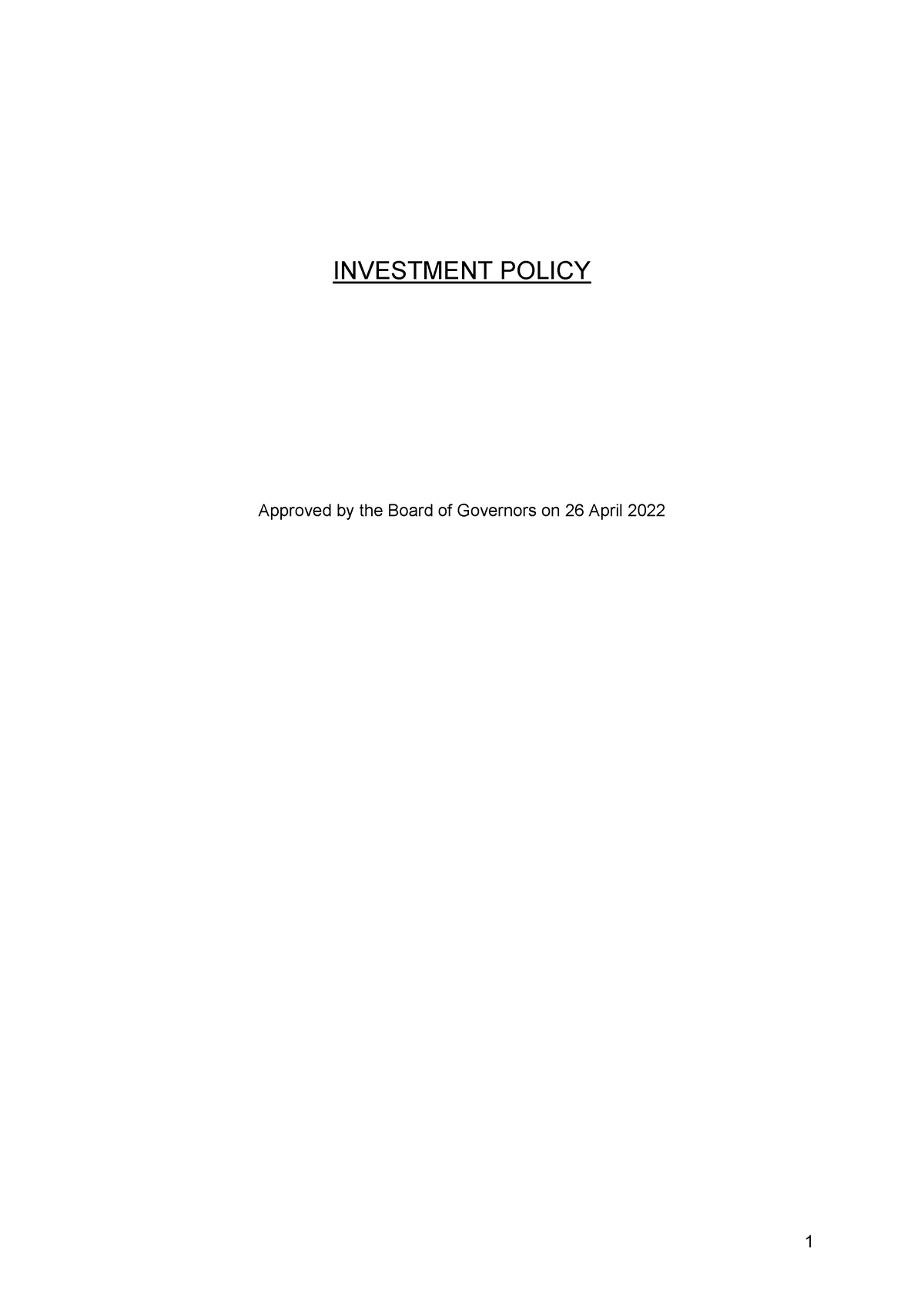 Investment Policy 202204 INVESTMENT POLICY Approved By The Board Of   Thumb 1200 1697 