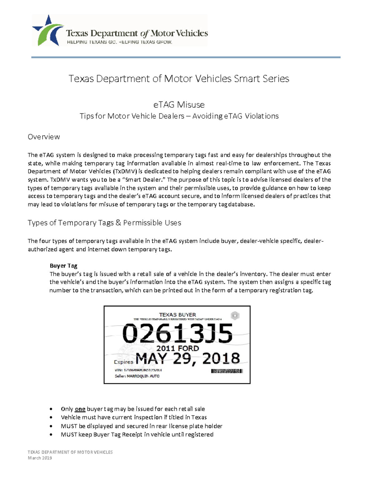 TipsforMotorVehicleDealers Avoidinge TAGViolations TEXAS