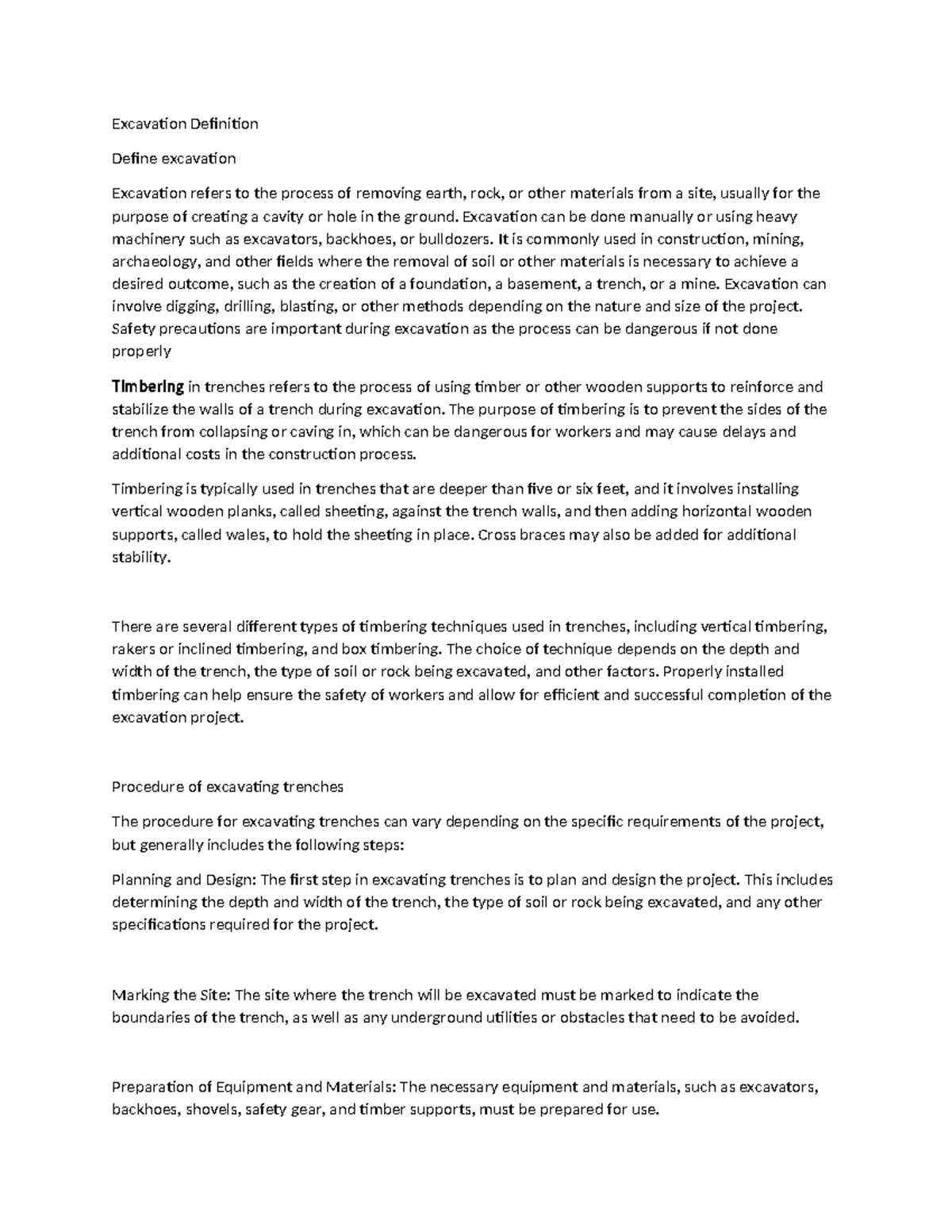 Excavation AND Temporary Support - Excavation Definition Define ...