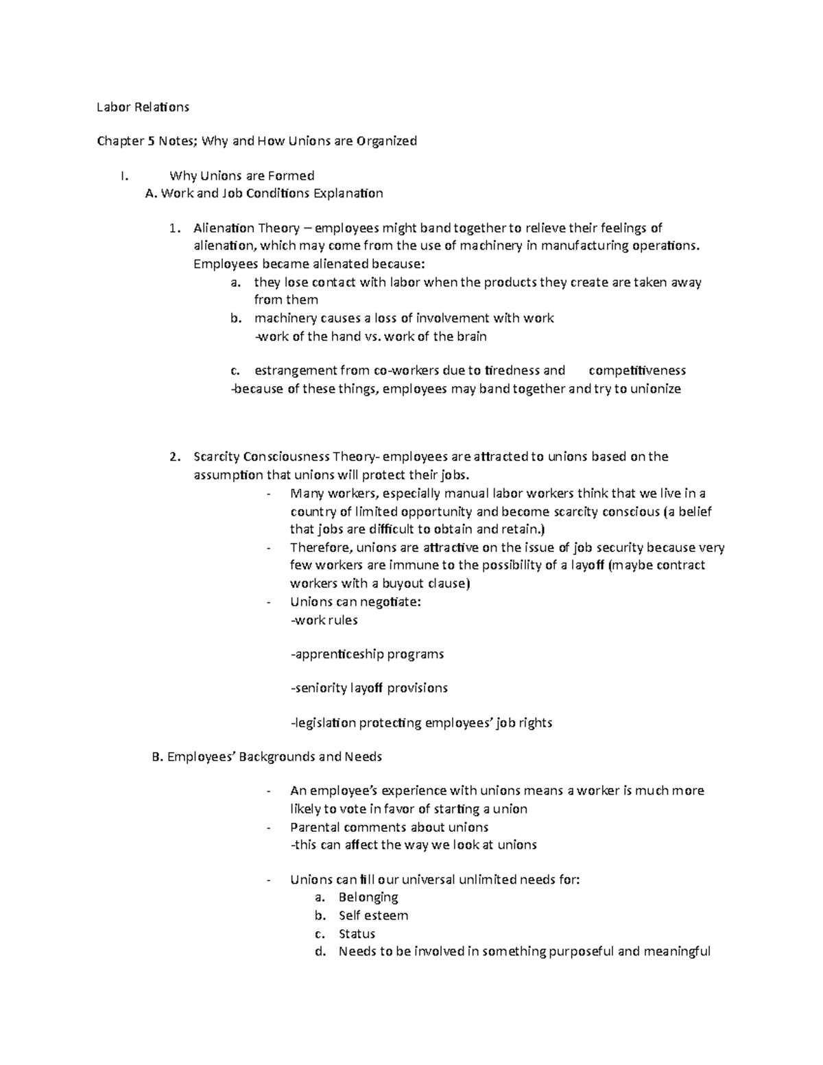 Labor+Chapter+5+Notes - Labor Relations Chapter 5 Notes; Why and How ...