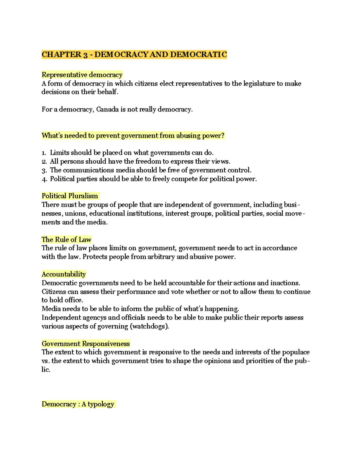 III. Democracy and Democratic - CHAPTER 3 - DEMOCRACY AND DEMOCRATIC ...