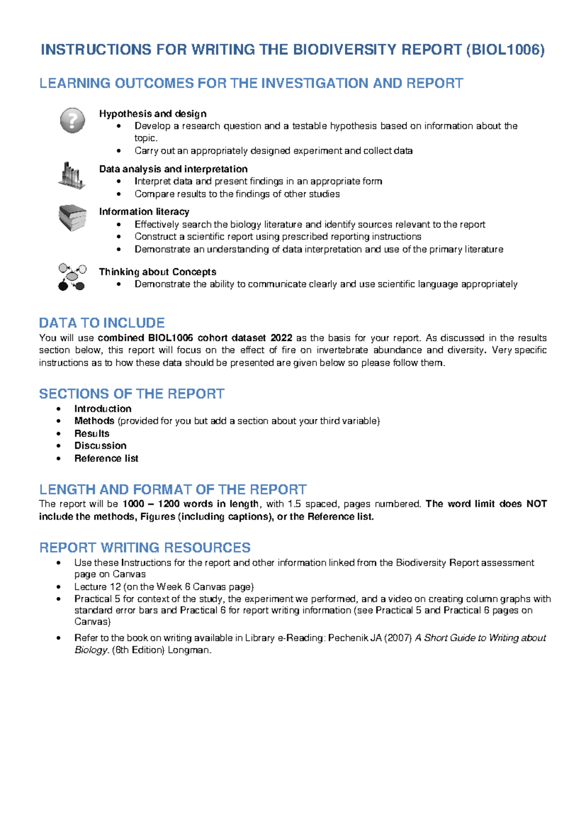 Instructions For Biodiversity Report BIOL1006 2022 2 INSTRUCTIONS FOR   Thumb 1200 1696 